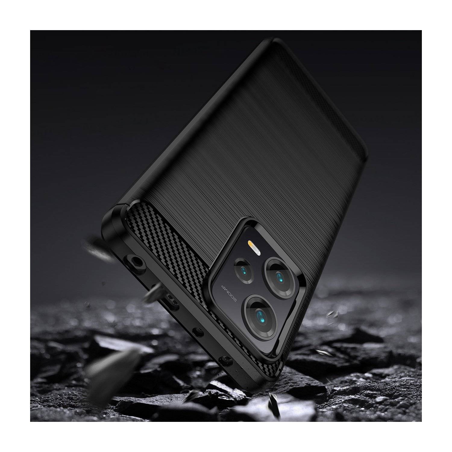 Carbon Case Hülle kompatibel mit Xiaomi Redmi Note 13 Pro 5G flexible Silikon-Carbon-Hülle schwarz