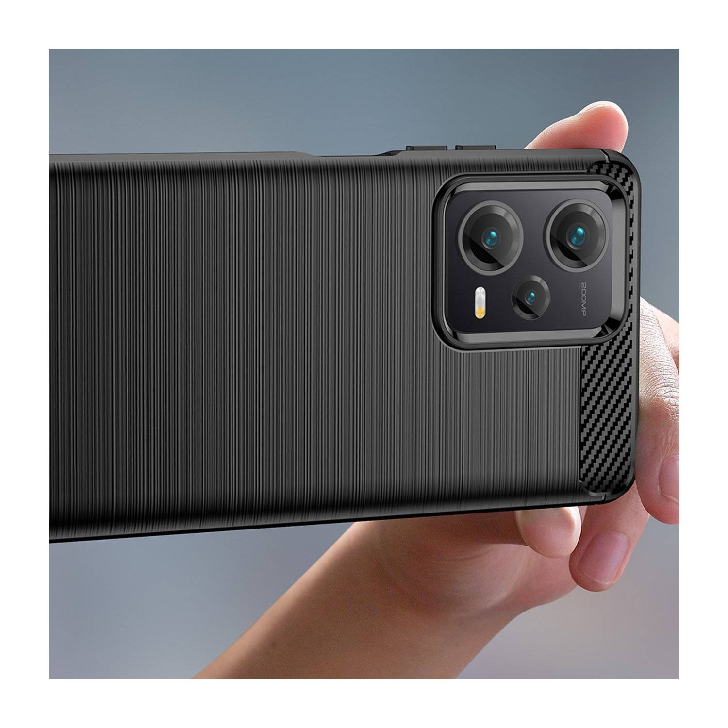Carbon Case Hülle kompatibel mit Xiaomi Redmi Note 13 Pro 5G flexible Silikon-Carbon-Hülle schwarz
