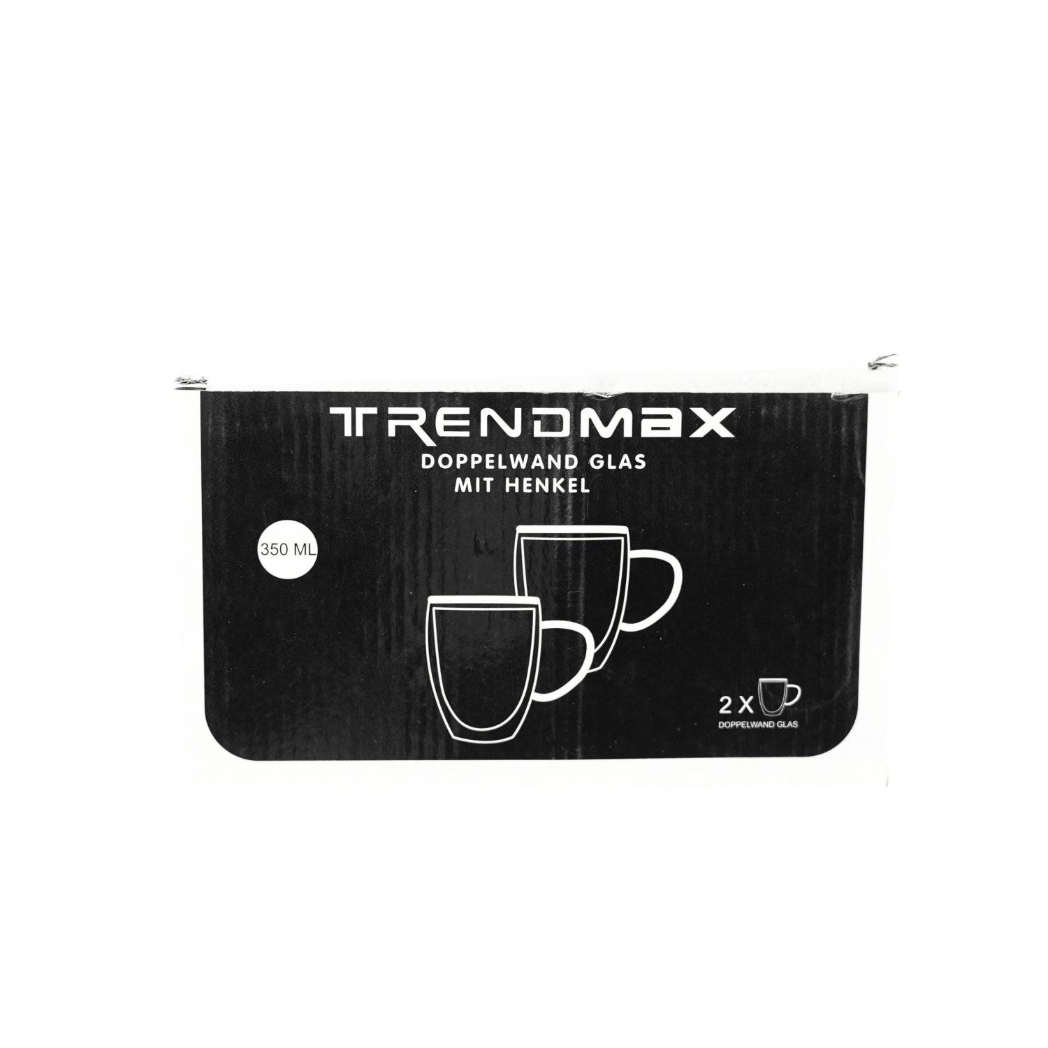 Trendmax 2x Teegläser Doppelwand Thermoglas mit Henkel 350ml, Heat-Resistant ideal für Tee, Kaffee, Kakao