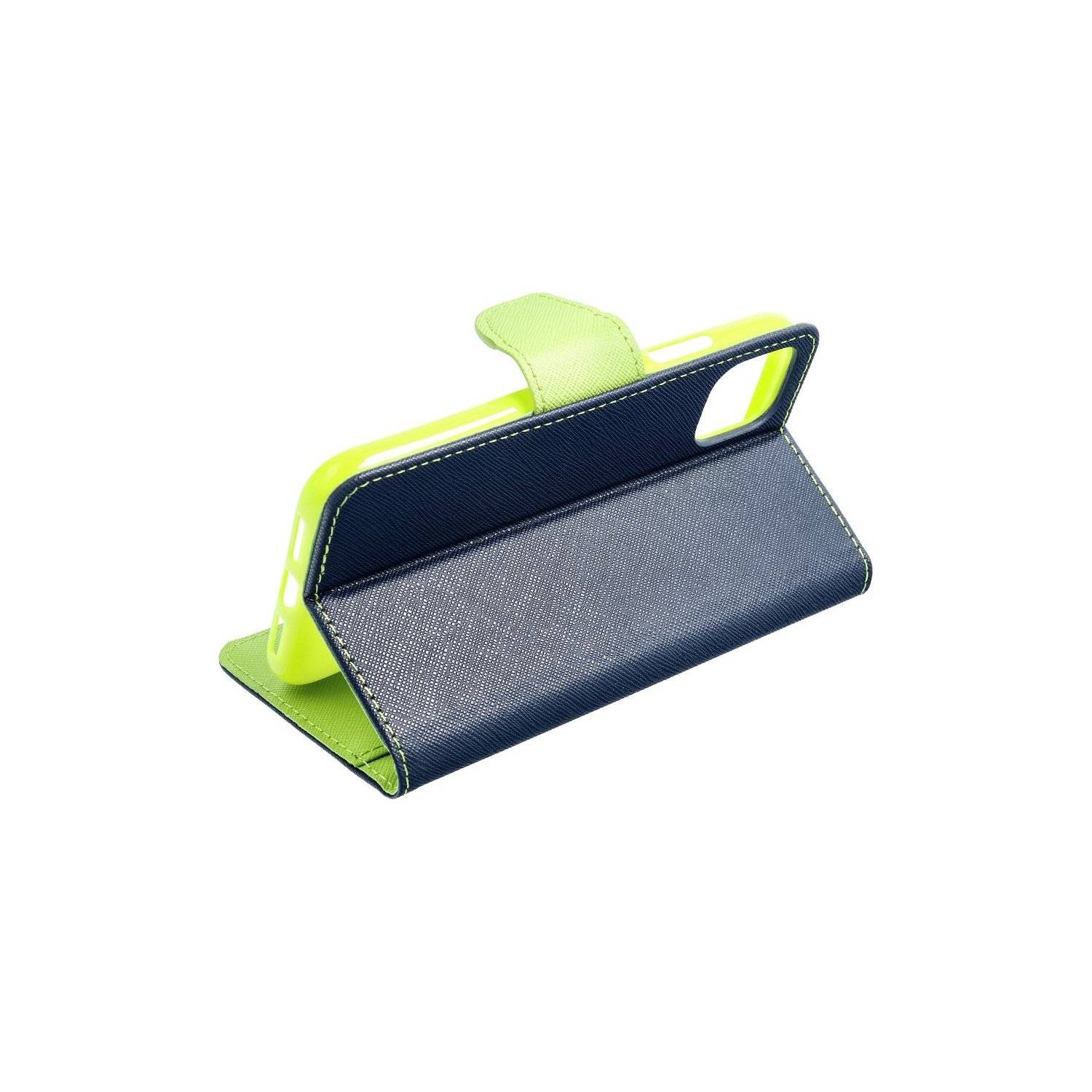 Buch Tasche "Fancy" kompatibel mit Motorola Moto G24 / G04 Etui mit Standfunktion, Kartenfach Blau-Grün