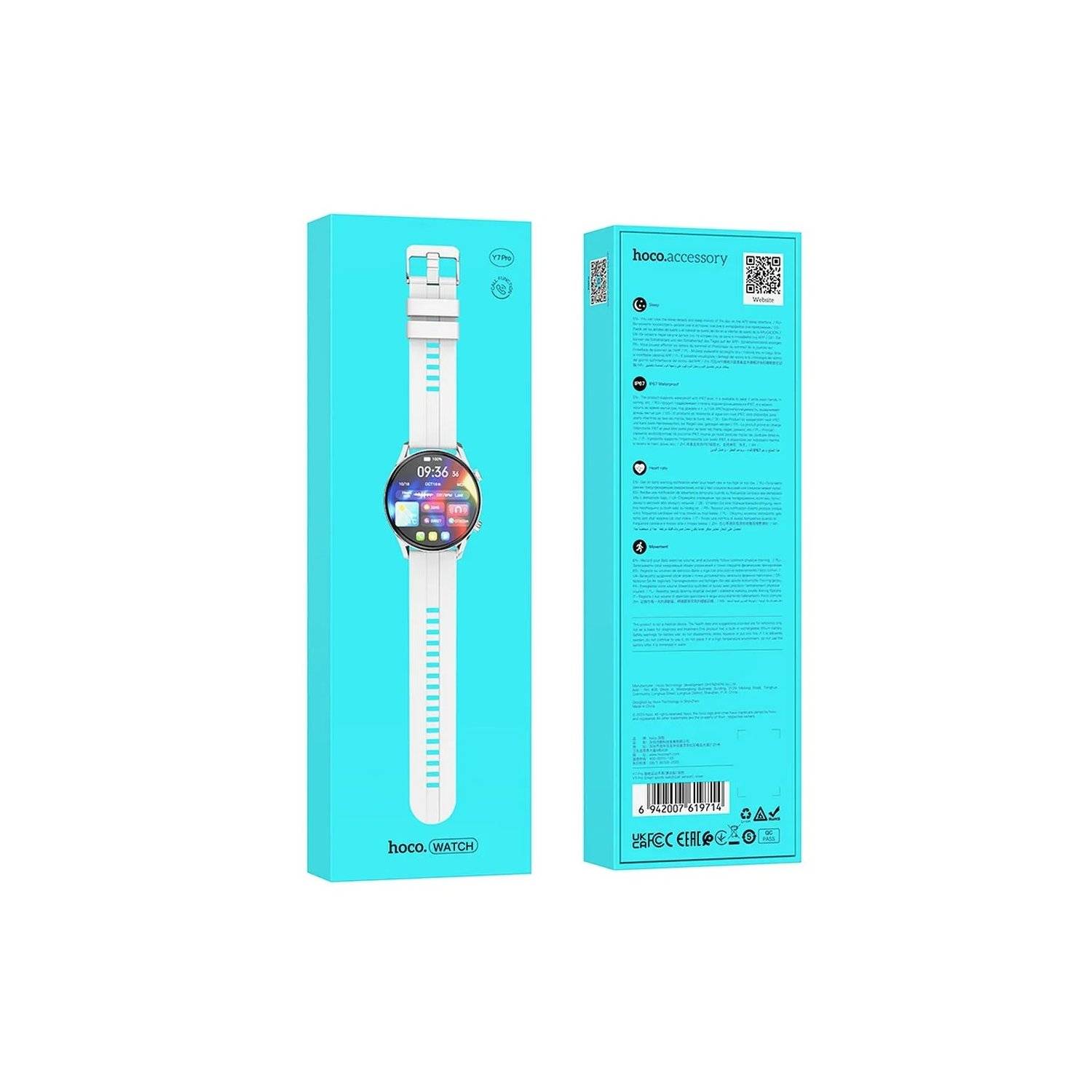 Smartwatch mit Anruffunktion Y7 Pro silber - 128 MB Bluetooth v5.0 - kompatibel mit iPhone und anderen SmartPhones