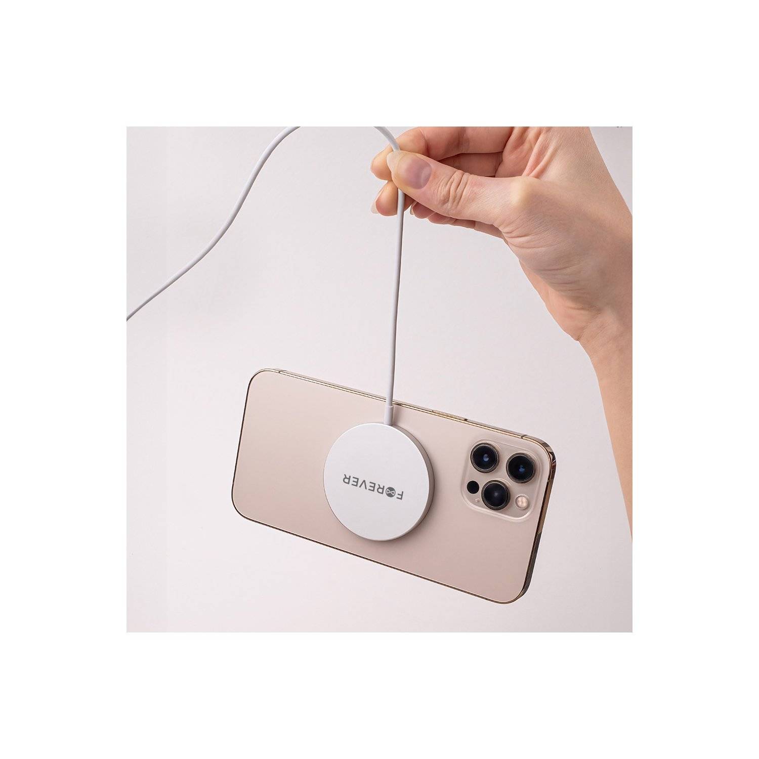 Magnetisches kabelloses Ladegerät 15W grau - induktives Ladegerät mit 1 m Kabel