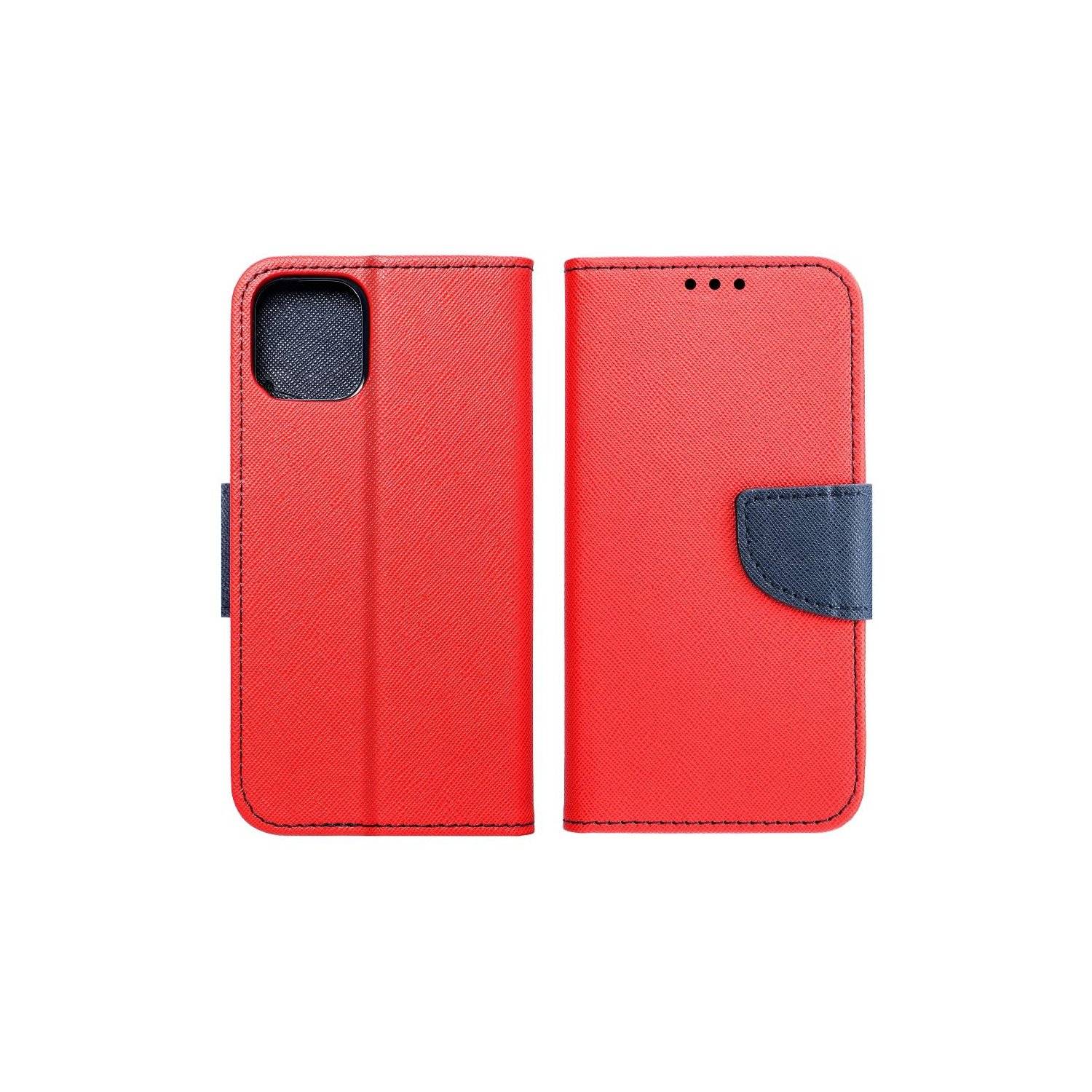 Buch Tasche kompatibel mit Motorola Moto G24 / G04 Handy Hülle Brieftasche mit Standfunktion, Kartenfach Rot-Blau