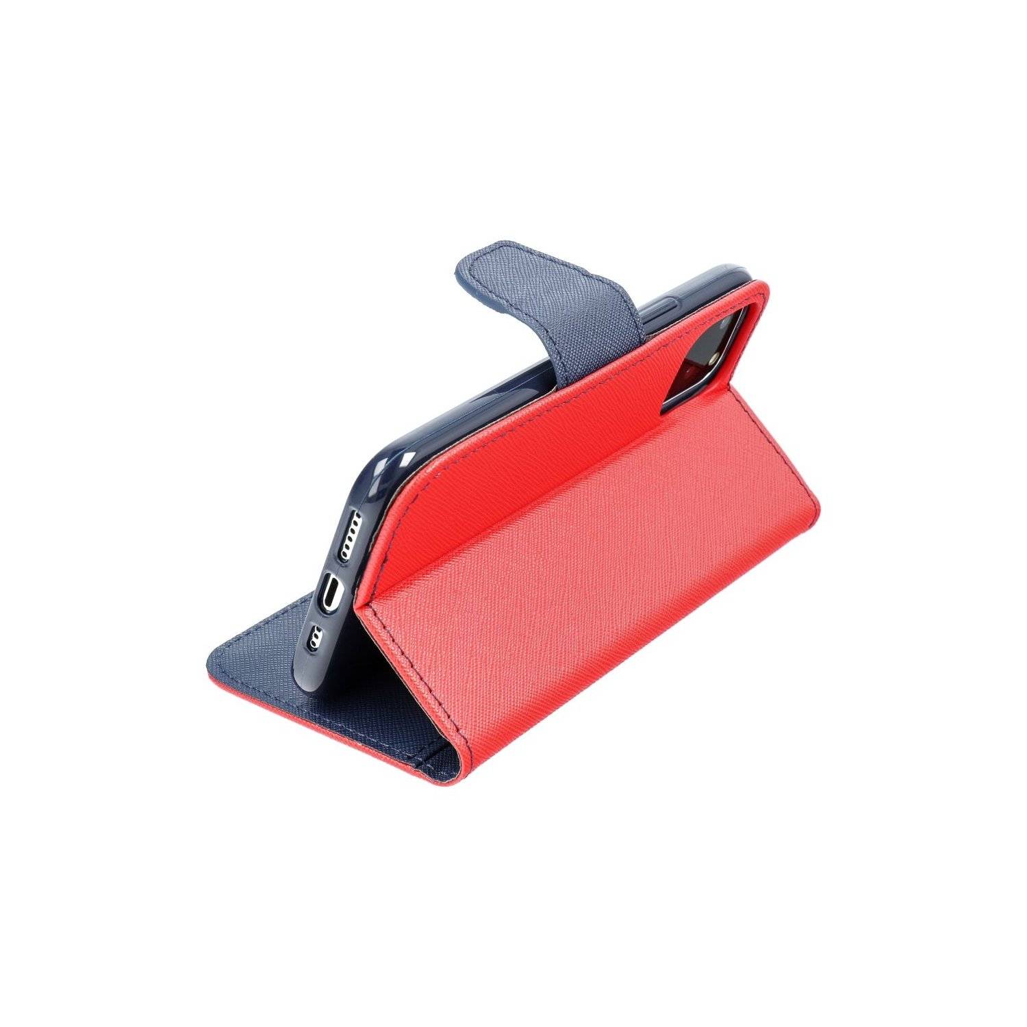 Buch Tasche kompatibel mit Motorola Moto G24 / G04 Handy Hülle Brieftasche mit Standfunktion, Kartenfach Rot-Blau