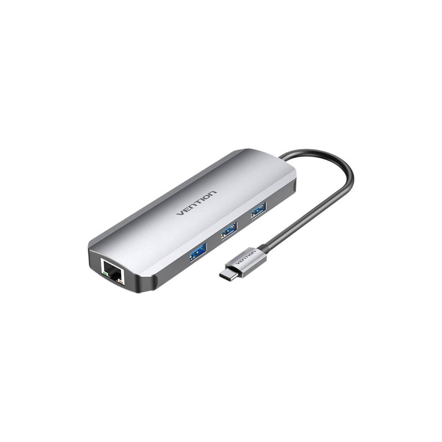 USB-C Dockingstation auf HDMI - Anschlüsse 3x USB3.0, SD, TF - PD 0,15m (grau)