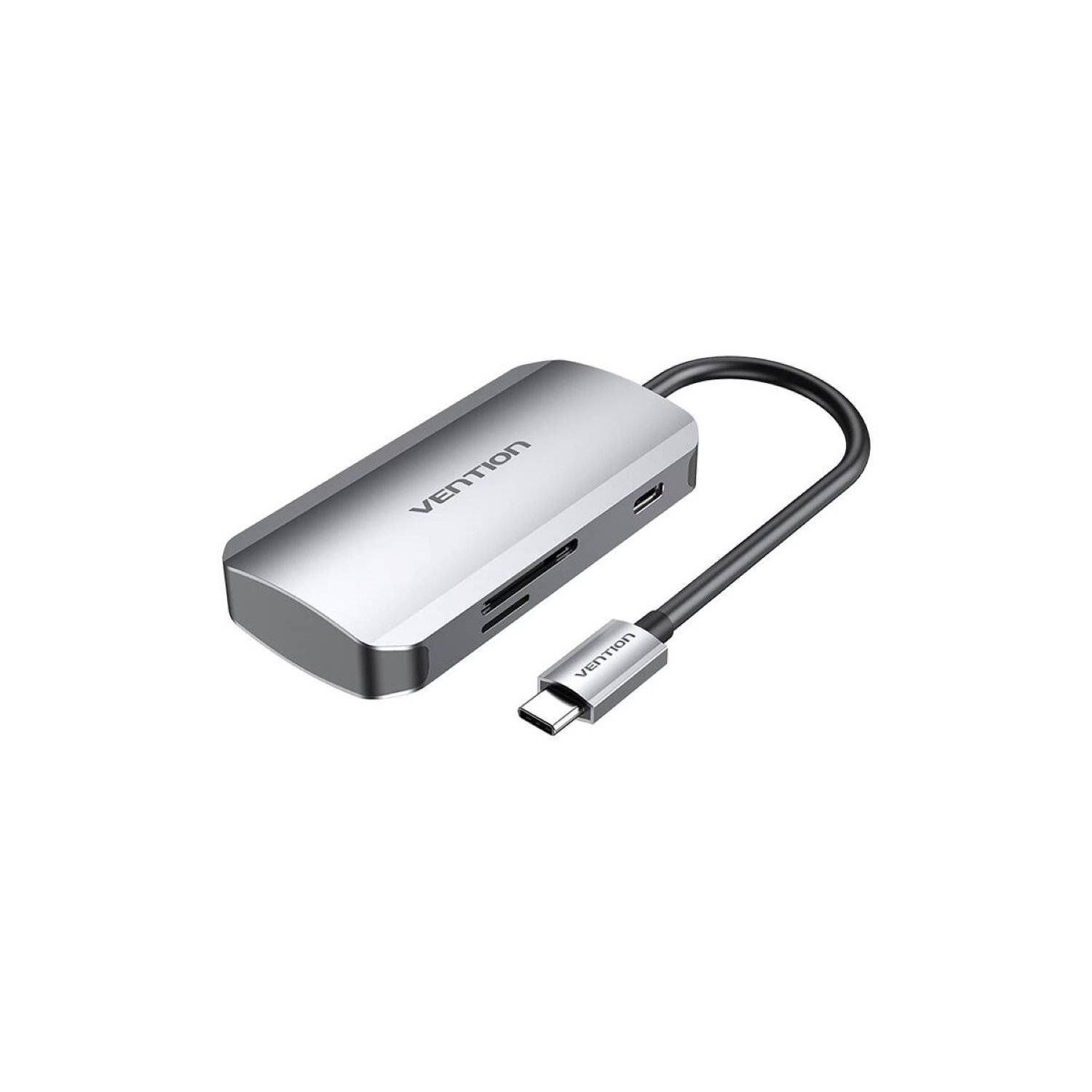 HUB - USB-C auf 3x USB3.0 Dockingstation, SD, TF, PD Kabellänge 0,15m - grau