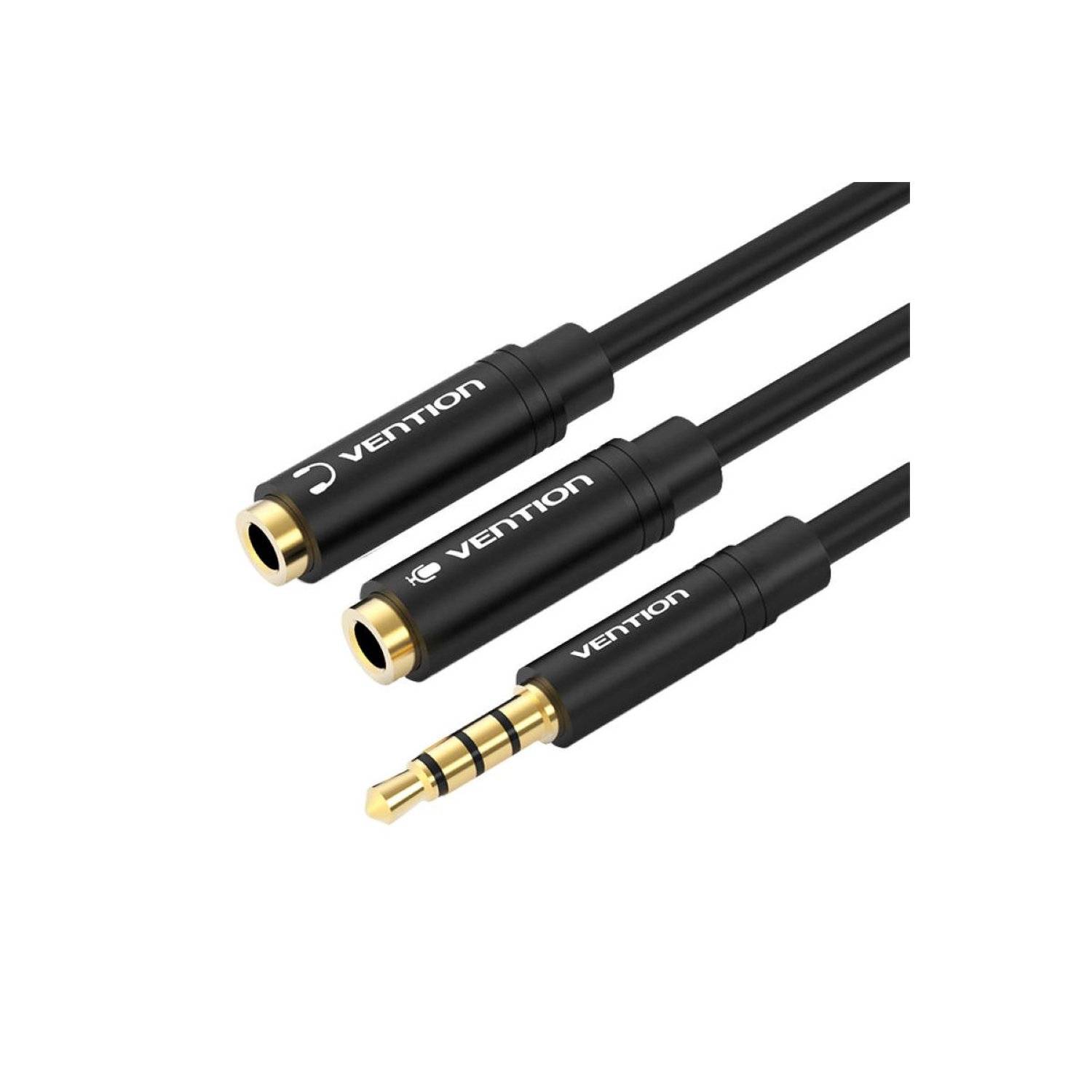 Audio-Kabel - Audio 3,5mm Stecker auf 2x 3,5mm Buchse 0,3m (schwarz)