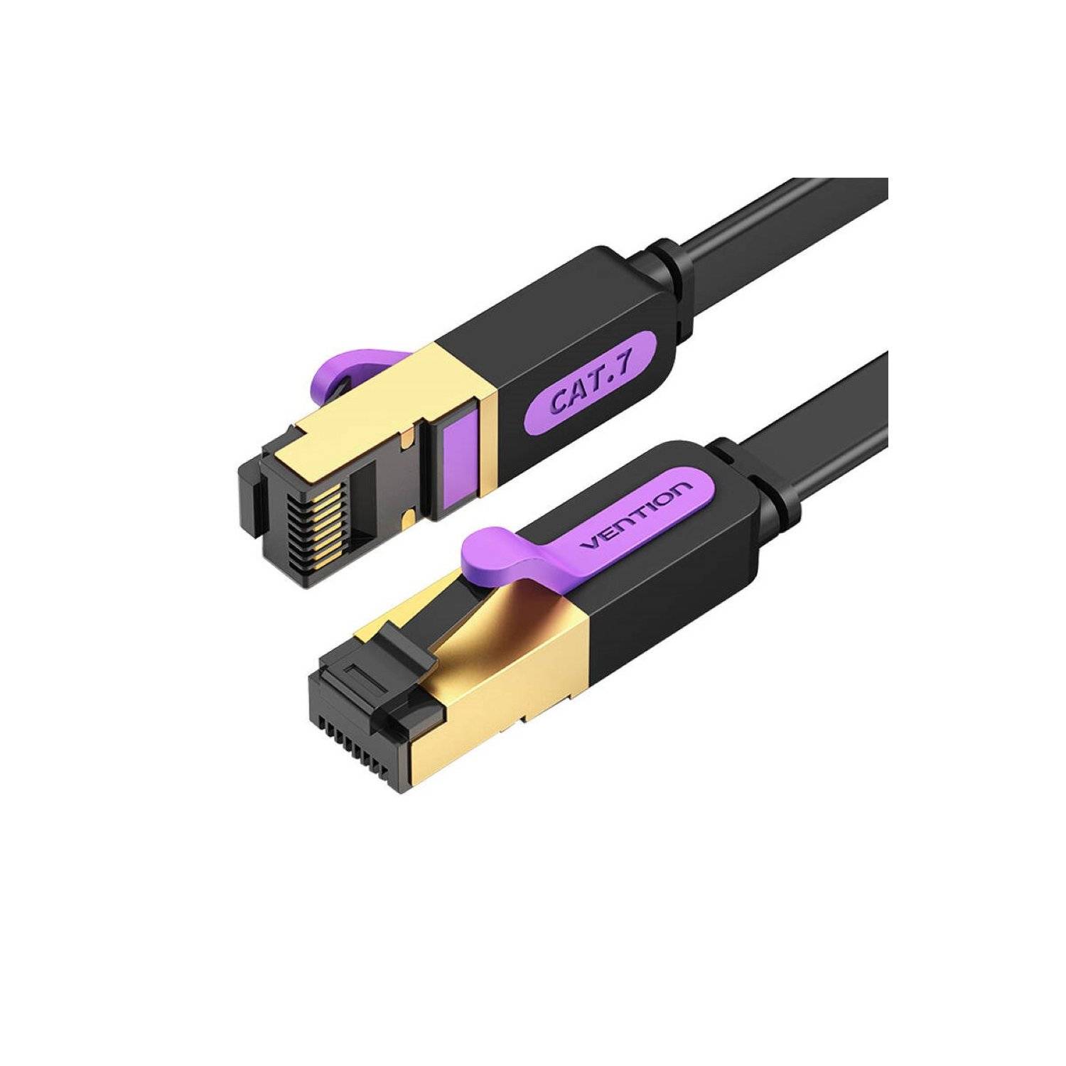Flaches Netzwerkkabel - Ethernet-Kabel 15 m Schwarz - von bis zu 10 Gbit/s Übertragungsgeschwindigkeit