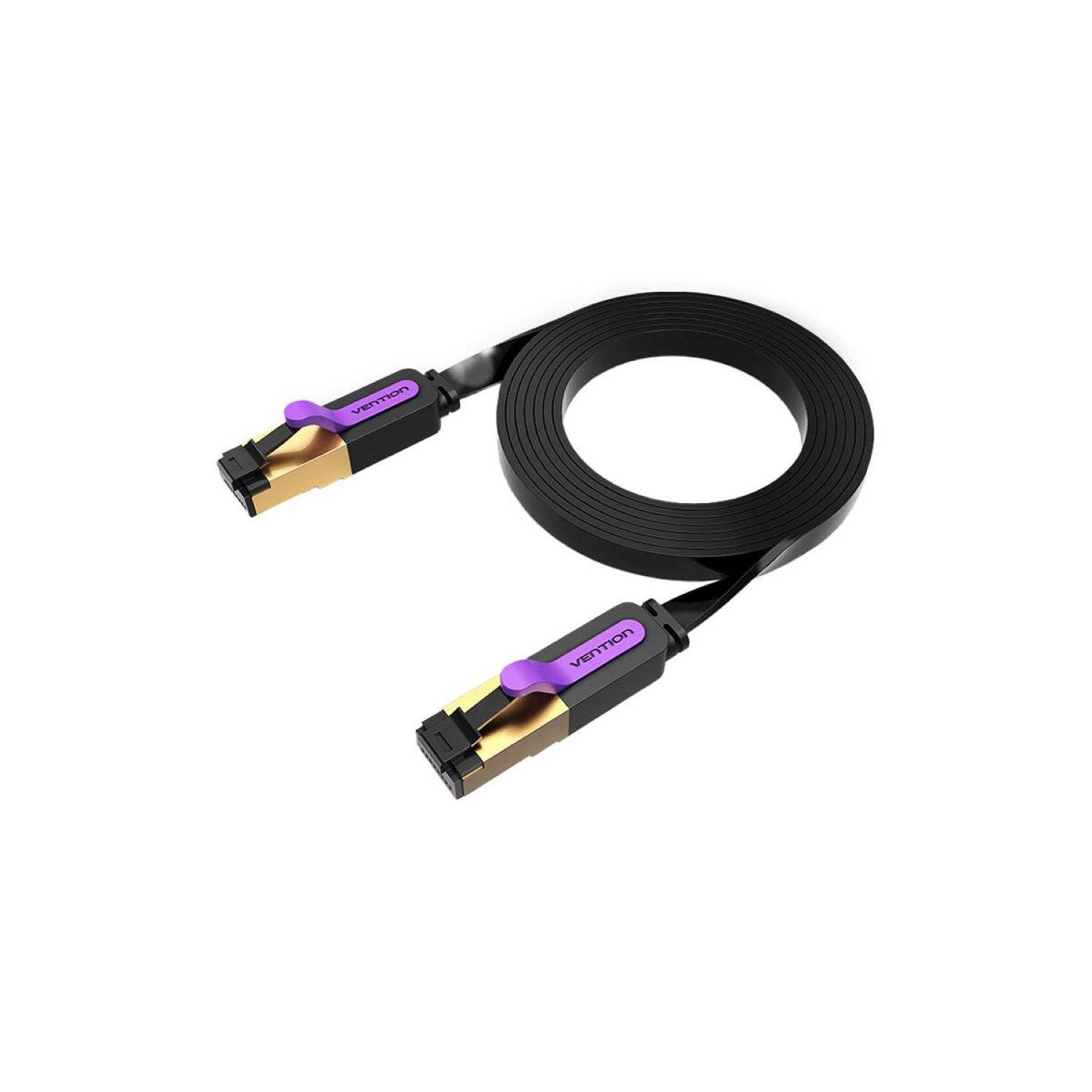 Flaches Netzwerkkabel - Ethernet-Kabel 15 m Schwarz - von bis zu 10 Gbit/s Übertragungsgeschwindigkeit