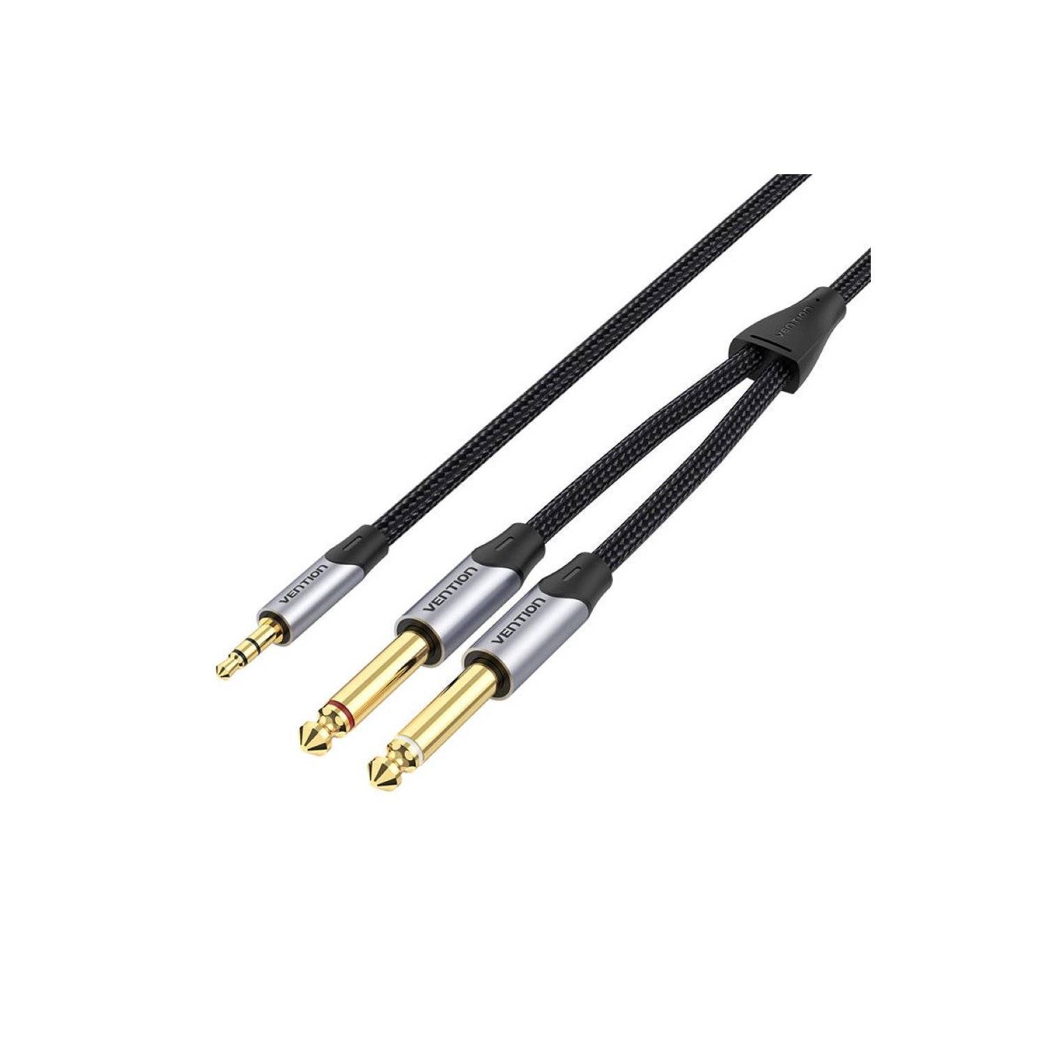 Kabel Audio - Miniklinke 3,5mm auf 2x 6,5mm - Audiokabel 1,5m (grau)