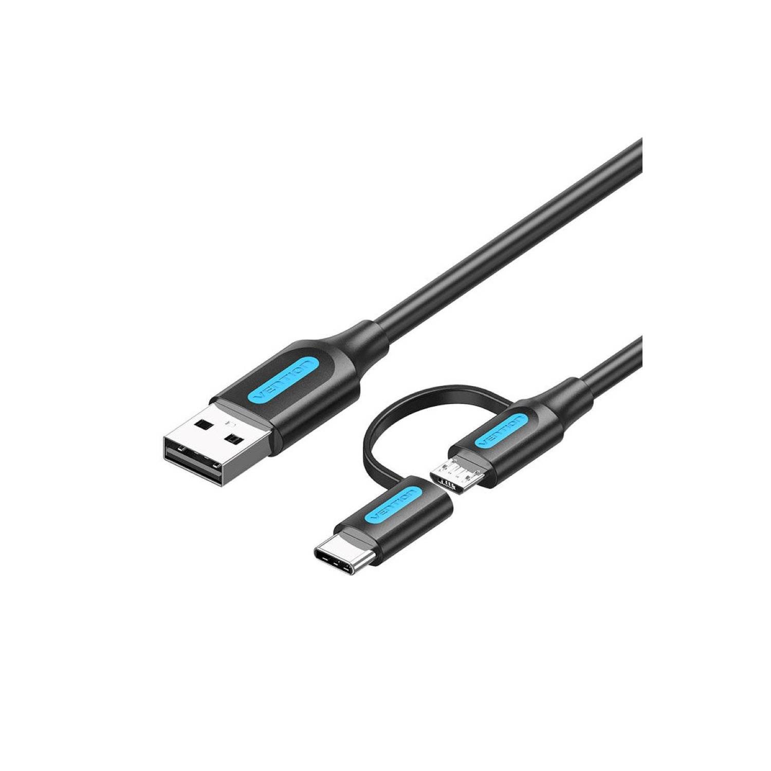 Kabel 2in1 USB 2.0 auf USB-C/Micro USB - USB-Adapter-Kabel 1m (schwarz)