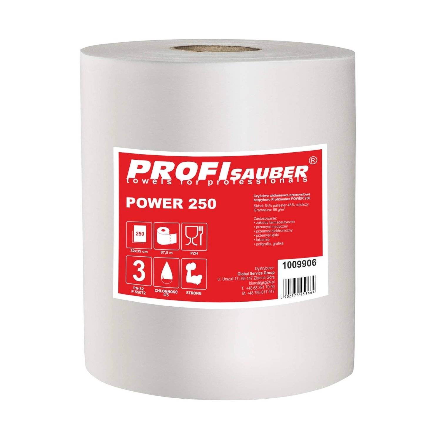 Saugfähiges Industriereinigungsvlies - POWER 250 - aus 54 % Polyester, 46 % Zellulose