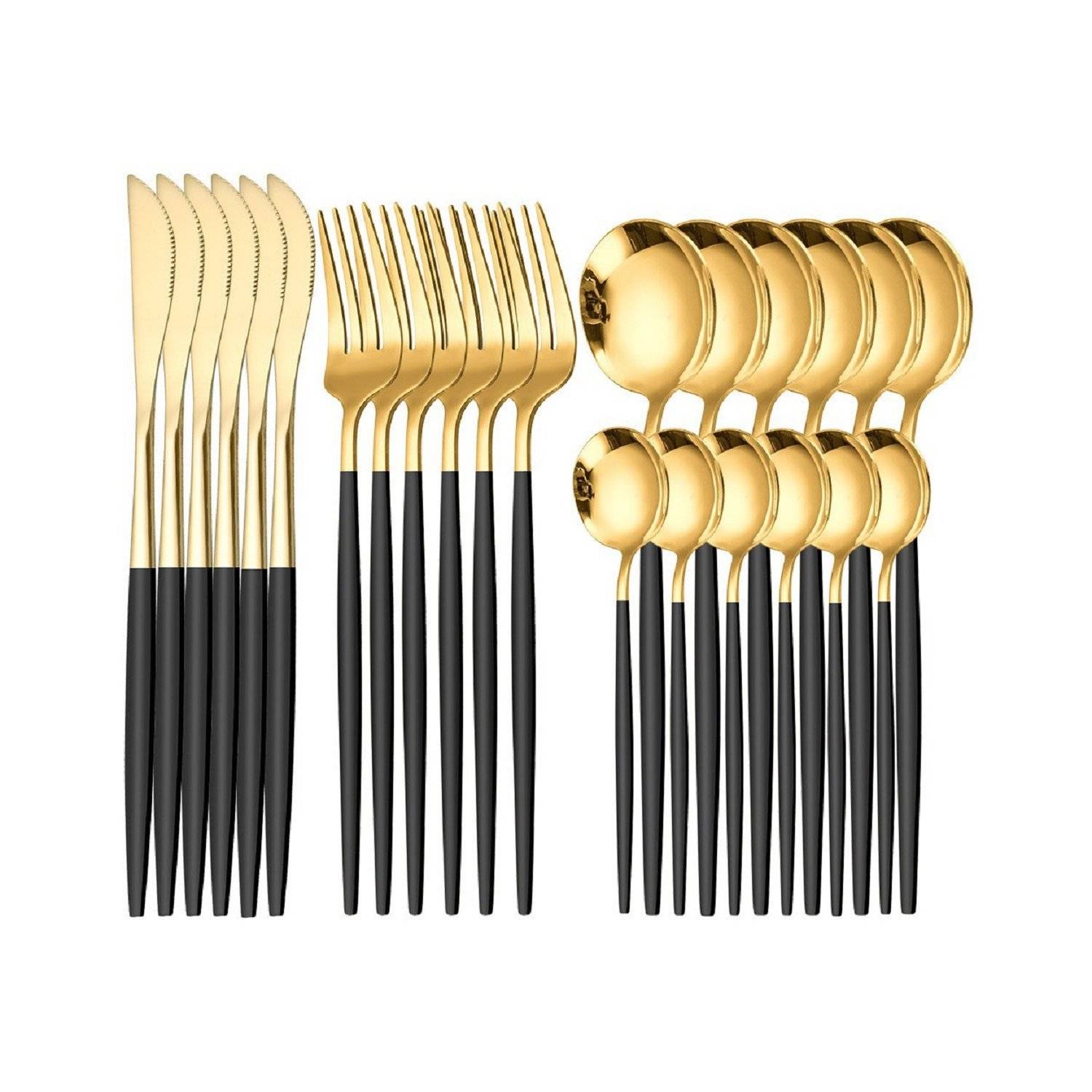 Besteckset Gold 6 Personen 24-tlg Edelstahl Essbesteck Besteck Set Geschenkbox