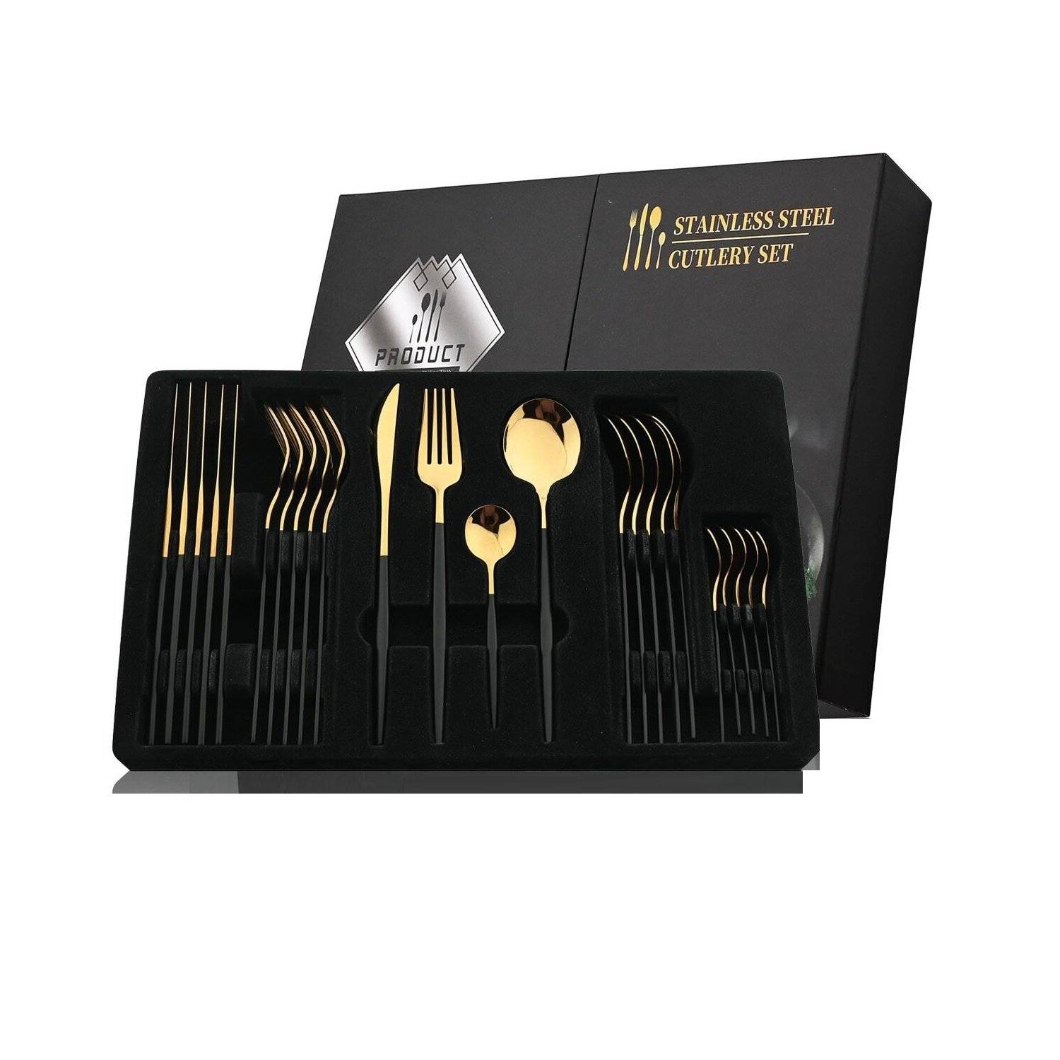Besteckset Gold 6 Personen 24-tlg Edelstahl Essbesteck Besteck Set Geschenkbox