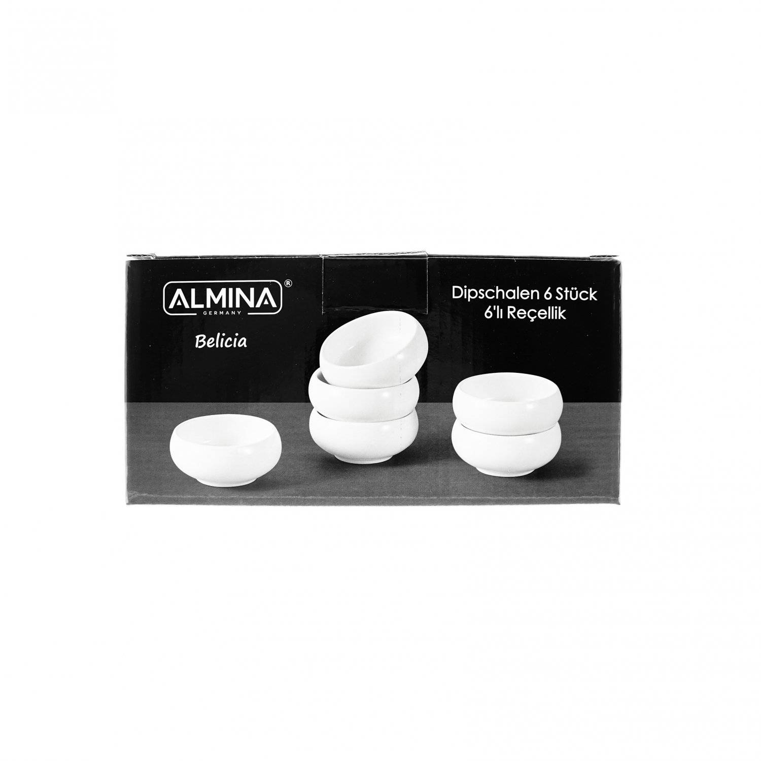 Belicia 6 teiliges Schalen-Set Dipschalen aus Porzellan in Weiß Snackschale