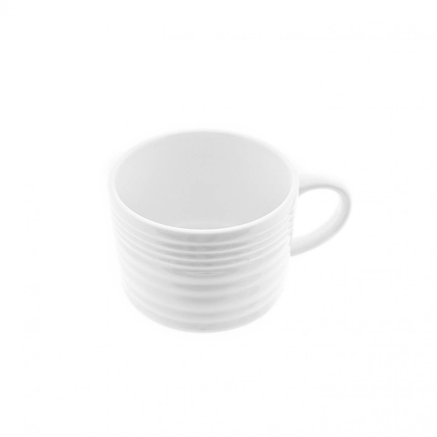 Elegante Kaffeetassen-Set mit Untertasse in Weiß aus Porzellan 220 ml 12-teilig