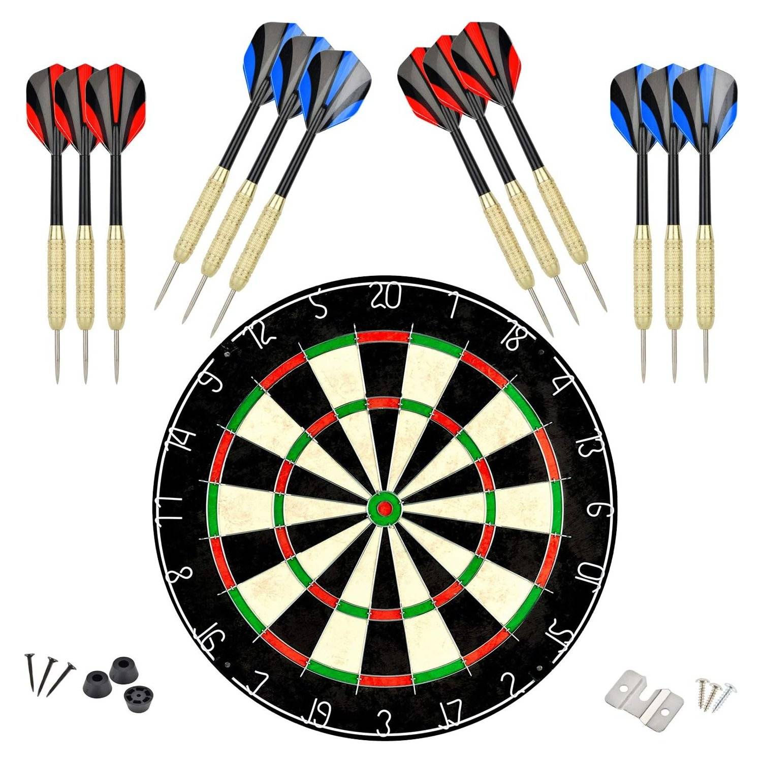 Dartscheibe mit klammerfreiem Bullseye, 18 g Stahlspitze, Dartscheiben-Montagesets enthalten