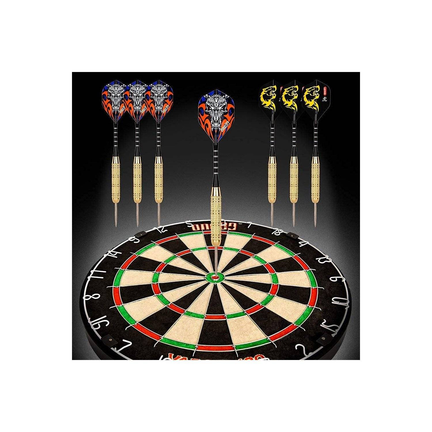Professional Perfection Dartscheibe mit Pfeilen, Profi Steeldartscheibe aus Sisal, Dartscheibe Steeldart Dartscheibe Set