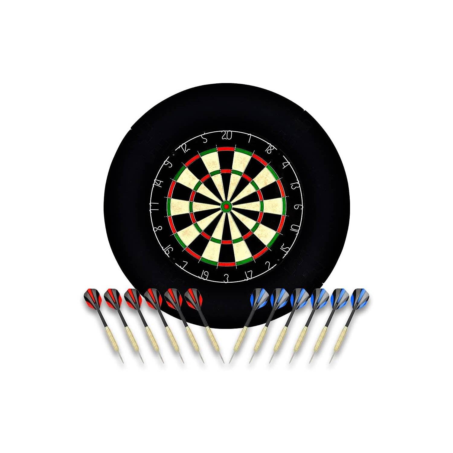 Sisal/Borsten-Dartscheibe mit Stapelfreiem Bullseye, 18 g Stahlspitzen-Dartset, Dartscheiben-Montagesätze inklusiv