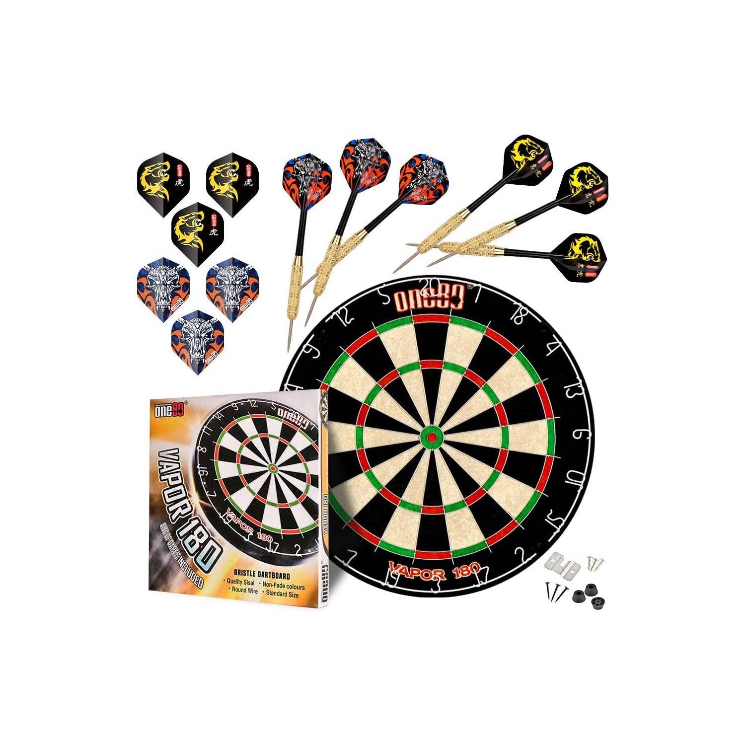 Professional perfection Dartscheibe mit Pfeilen, Profi Steeldartscheibe aus Sisal, Dartscheibe Steeldart Dartscheibe Set