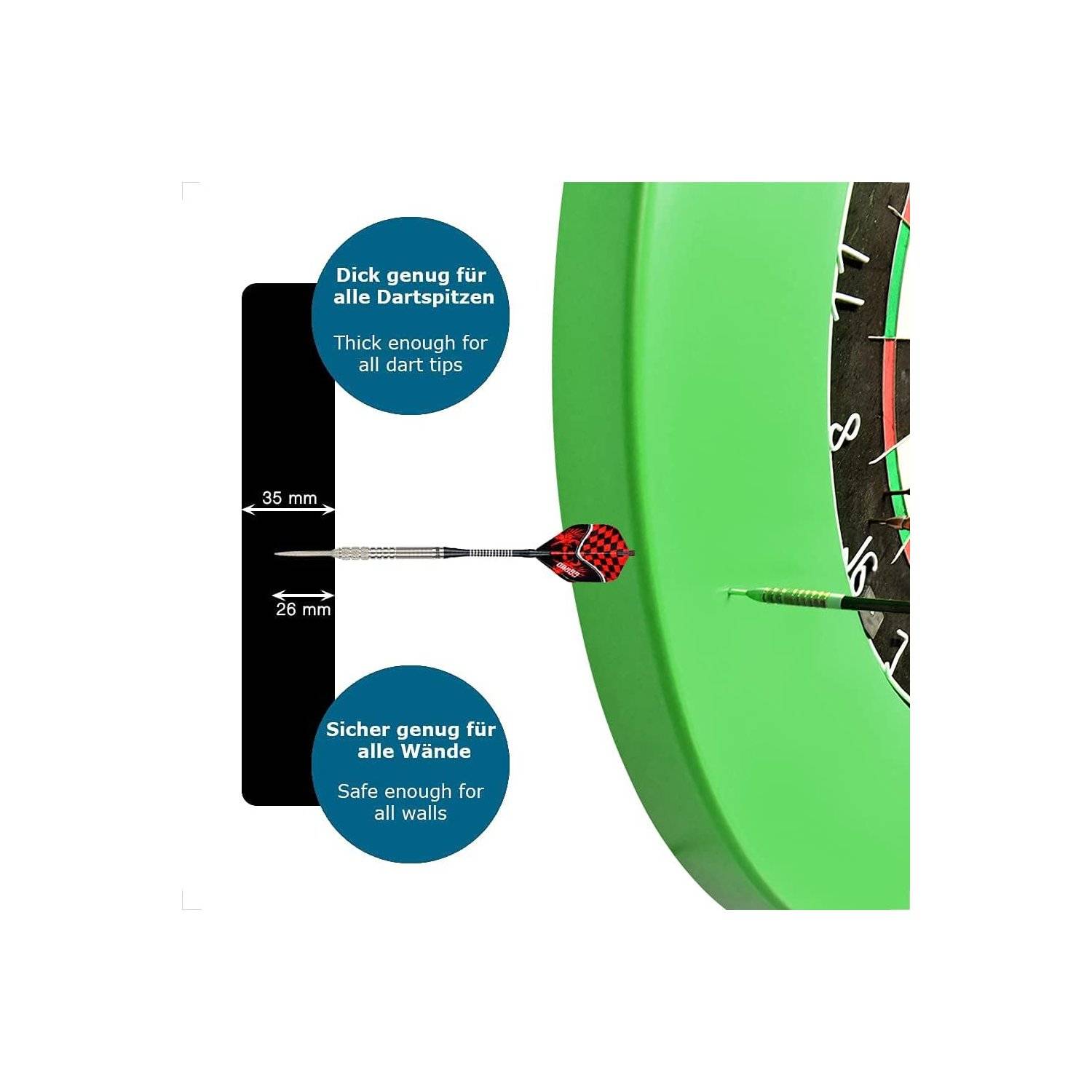 Dart Catchring Surround Dartscheibe Schutz Dart Auffangring für 45 cm Dartscheibe Grün