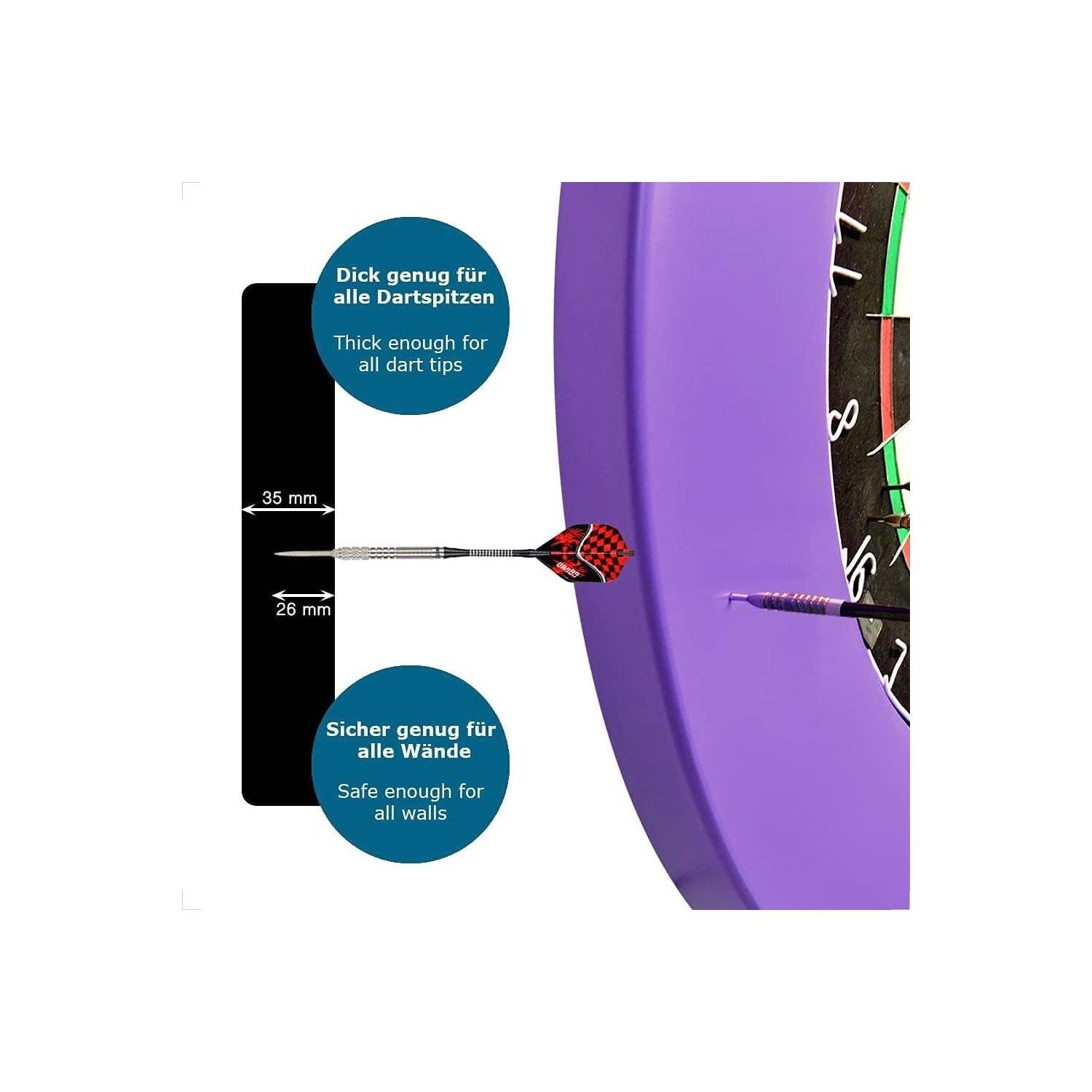 Dart Catchring Surround Dartscheibe Schutz Dart Auffangring für 45 cm Dartscheibe Lila