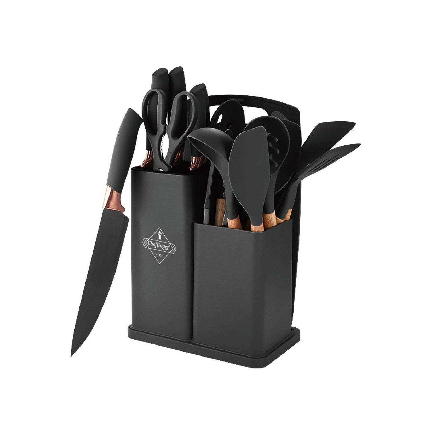 19-tlg Küchenset Messerset & Küchenhelfer Kochbesteck Set Silikon Langlebig und pflegeleicht