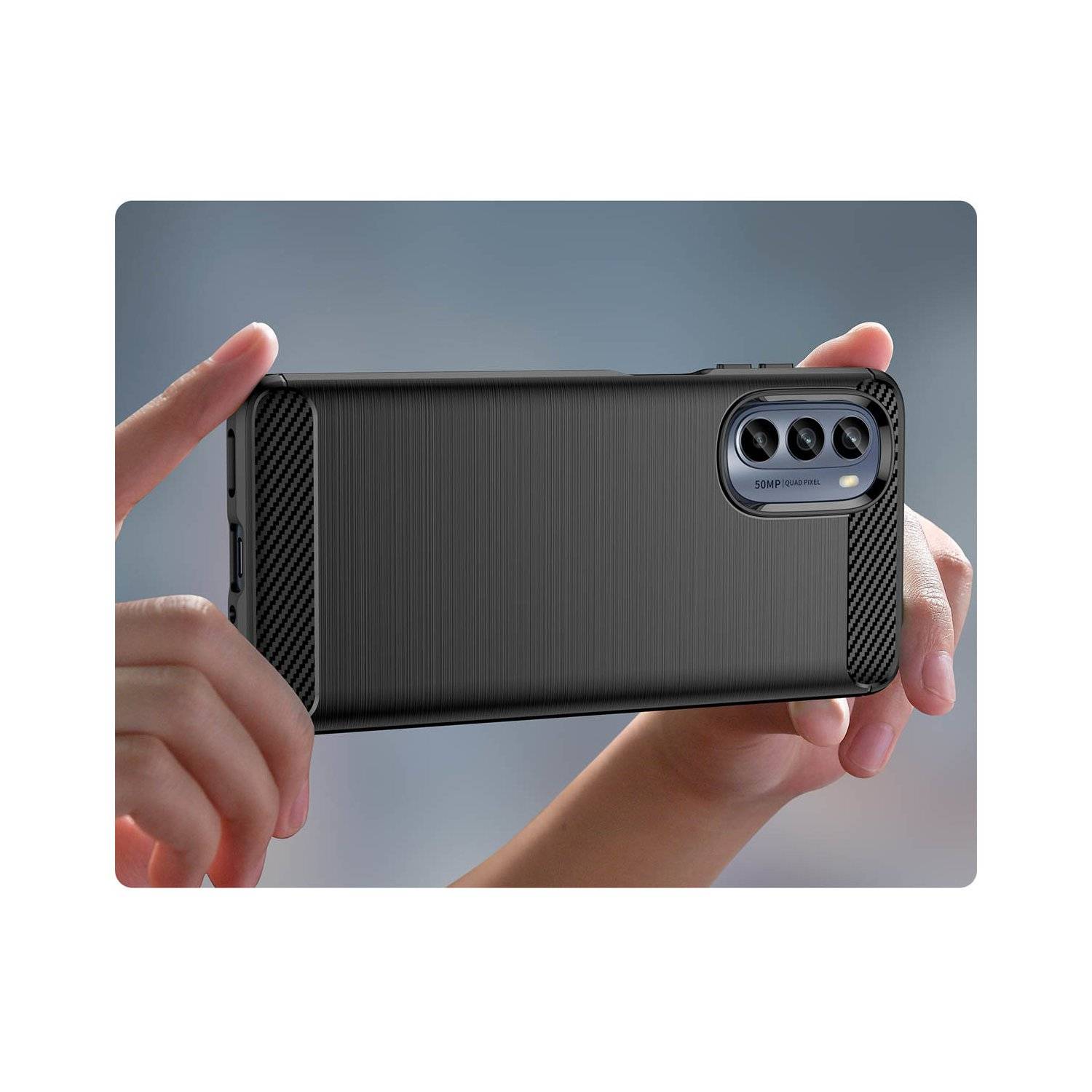 Carbon Case Hülle kompatibel mit Realme Note 50 flexible Silikon Carbon Hülle schwarz
