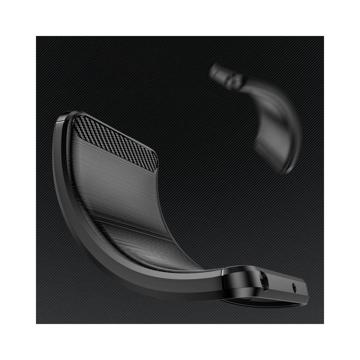 Carbon Case Hülle kompatibel mit Realme Note 50 flexible Silikon Carbon Hülle schwarz