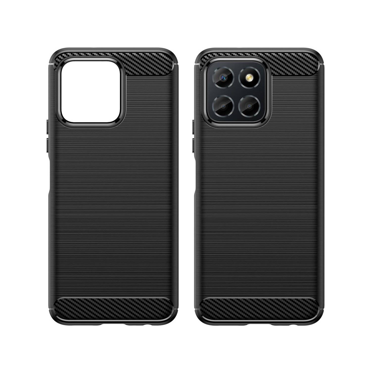 Carbon Case Hülle kompatibel mit Honor Magic 6 Lite flexible Silikon Carbon Hülle schwarz