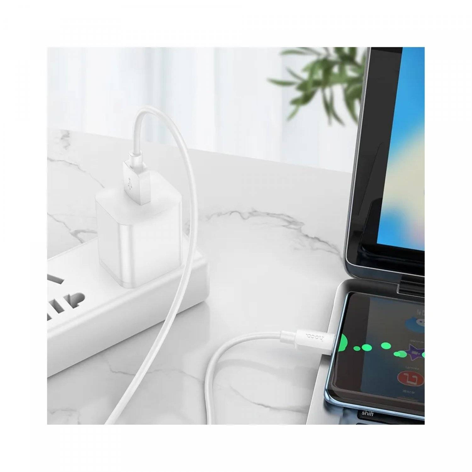 Schnellladekabel USB-A zu USB-C Ladekabel/ Datenkabel 1m in Weiß 27W 2,4A