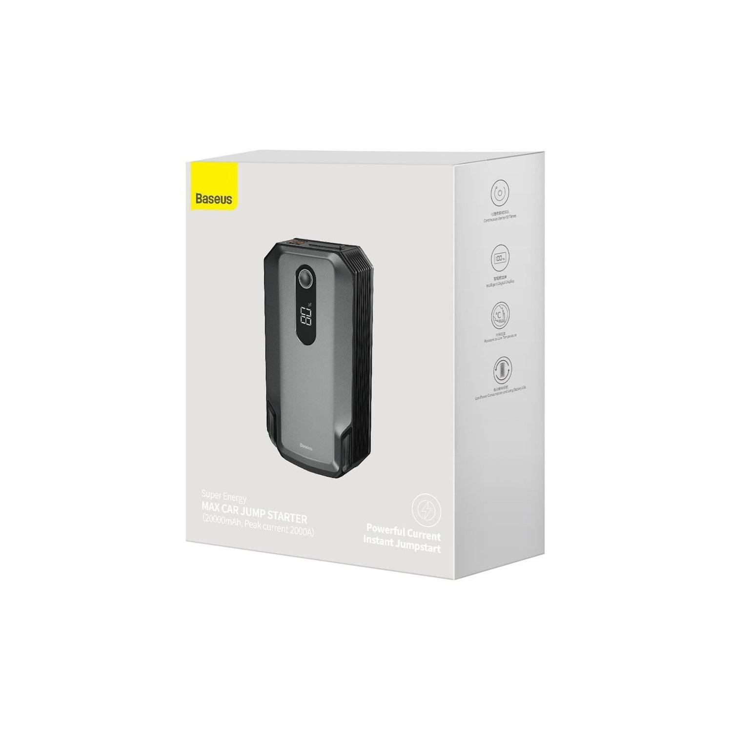 Powerbank Power Starter Jump Starter Startgerät Booster 20000mAh 12V (2000A / 1000A) + Krokodilklemmenkabel schwarz