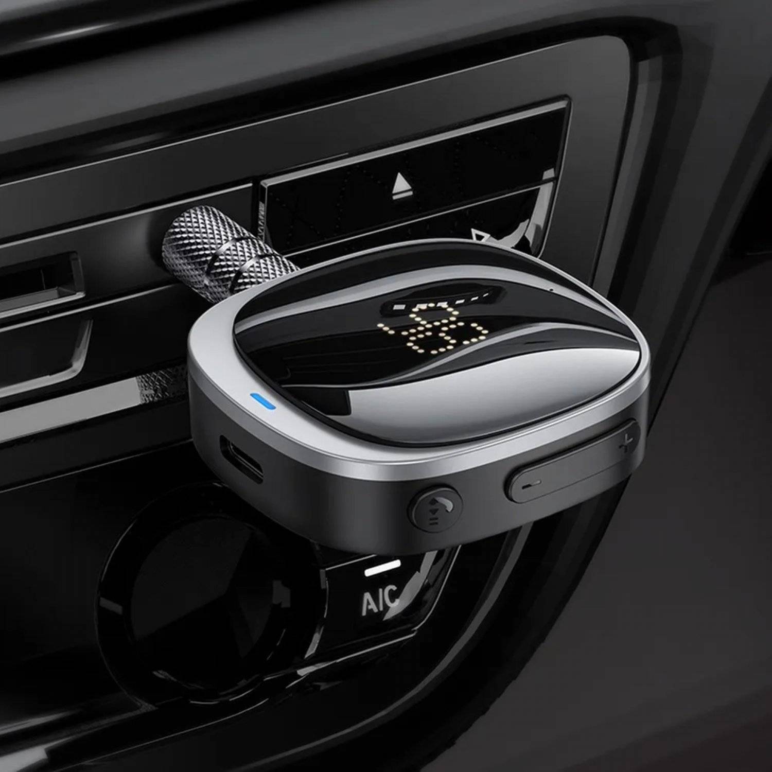 AUX Adapter Buchse 3,5 mm Bluetooth mit Display in Schwarz