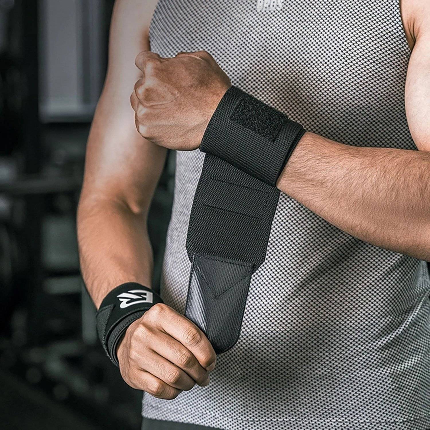 Sportarmband (2 Stk.) mit Klettverschluss in Schwarz aus Nubuk und Nylon