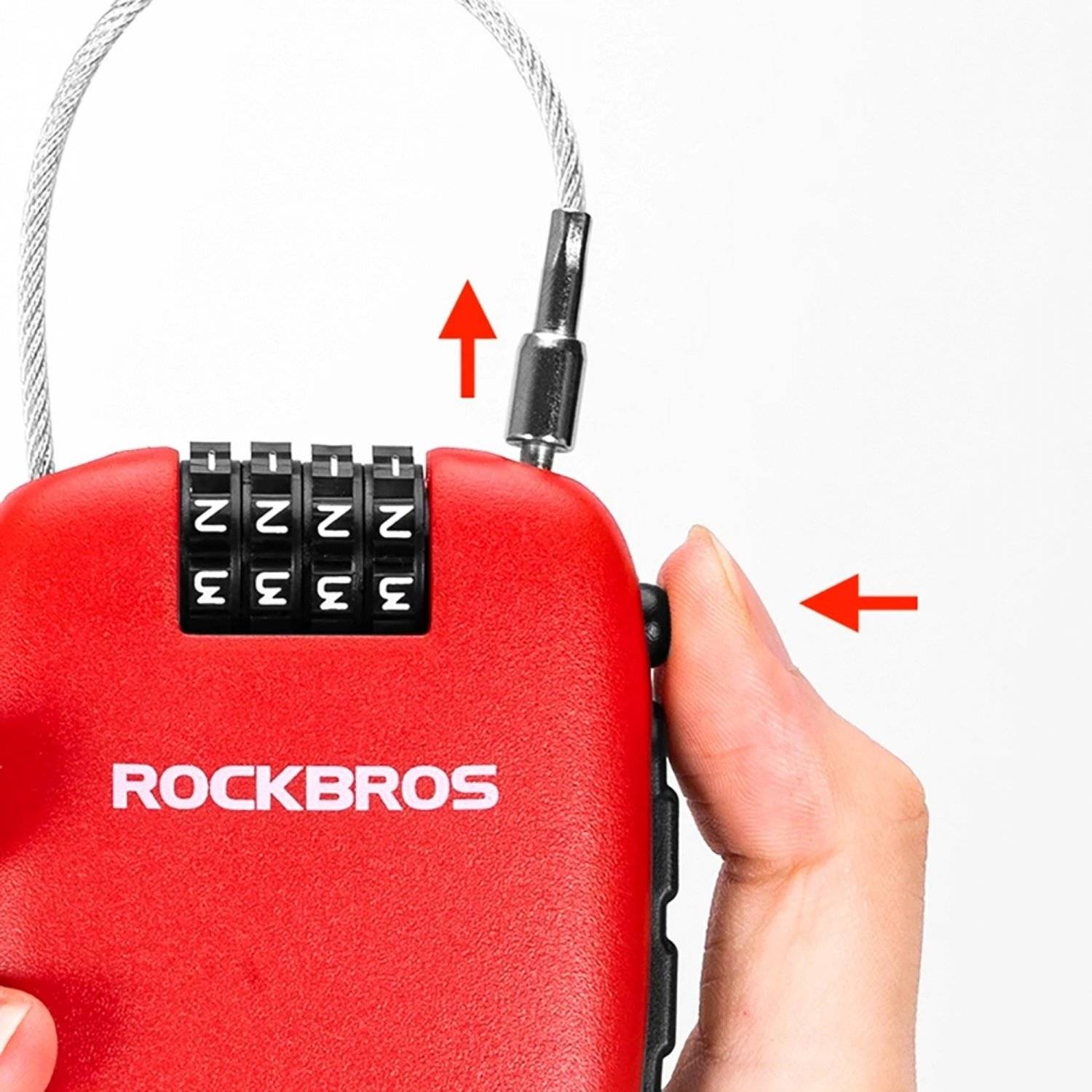 Fahrradschloss mit einziehbarem Kabel in Rot 9,5 x 6,5 cm 4 stelliger Code