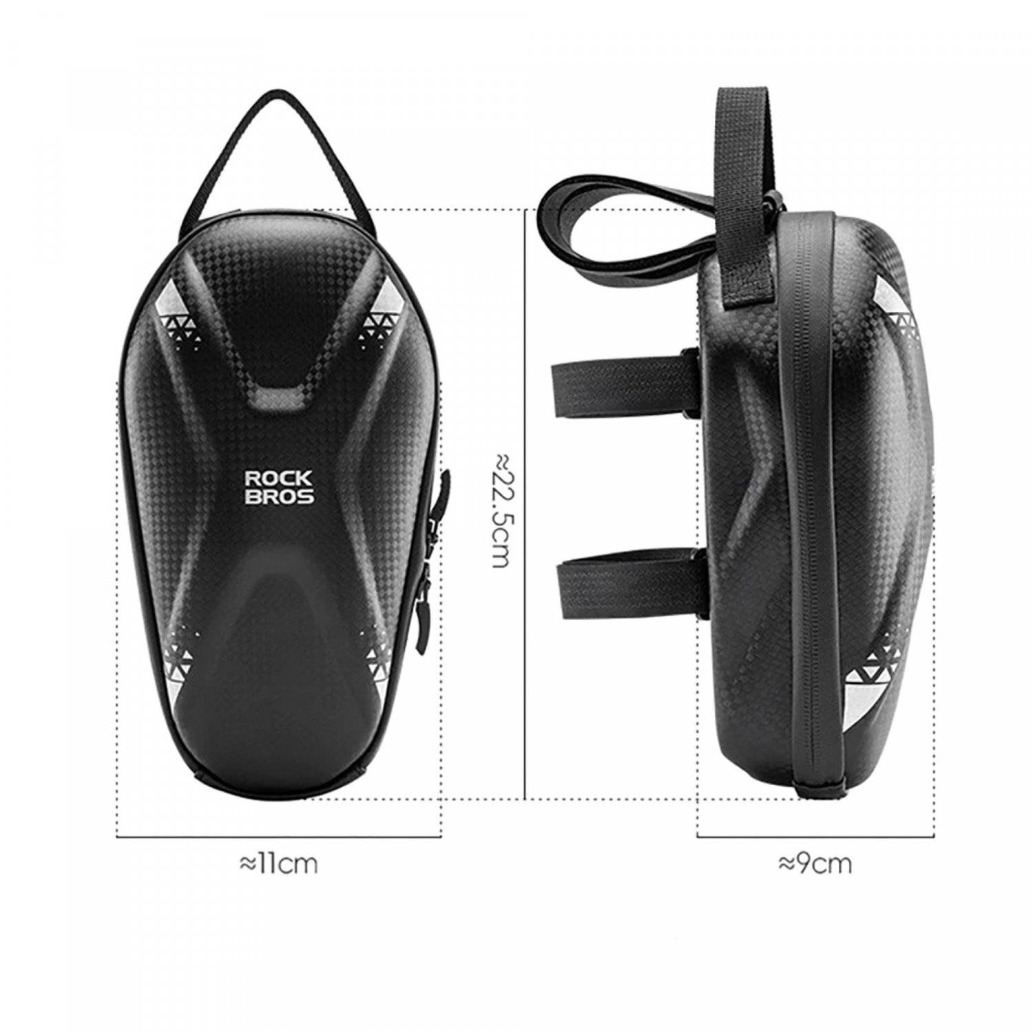 Tasche für den Lenker eines Fahrrads, Rollers 1,3L Schwarz mit externe Telefonladeanschlüsse