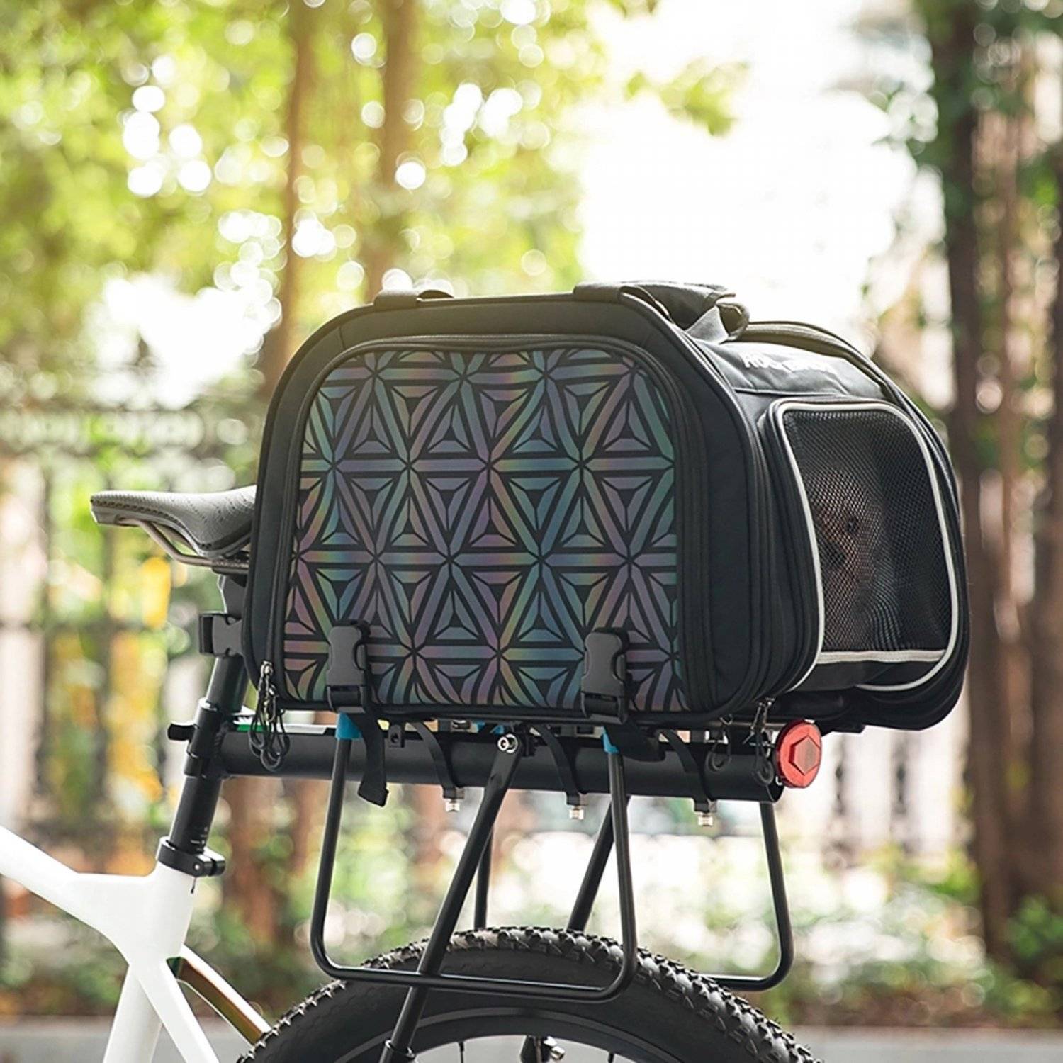 Transport-Fahrradtasche für Katzen und Hunde max. 10kg – Schwarz aus Baumwolle