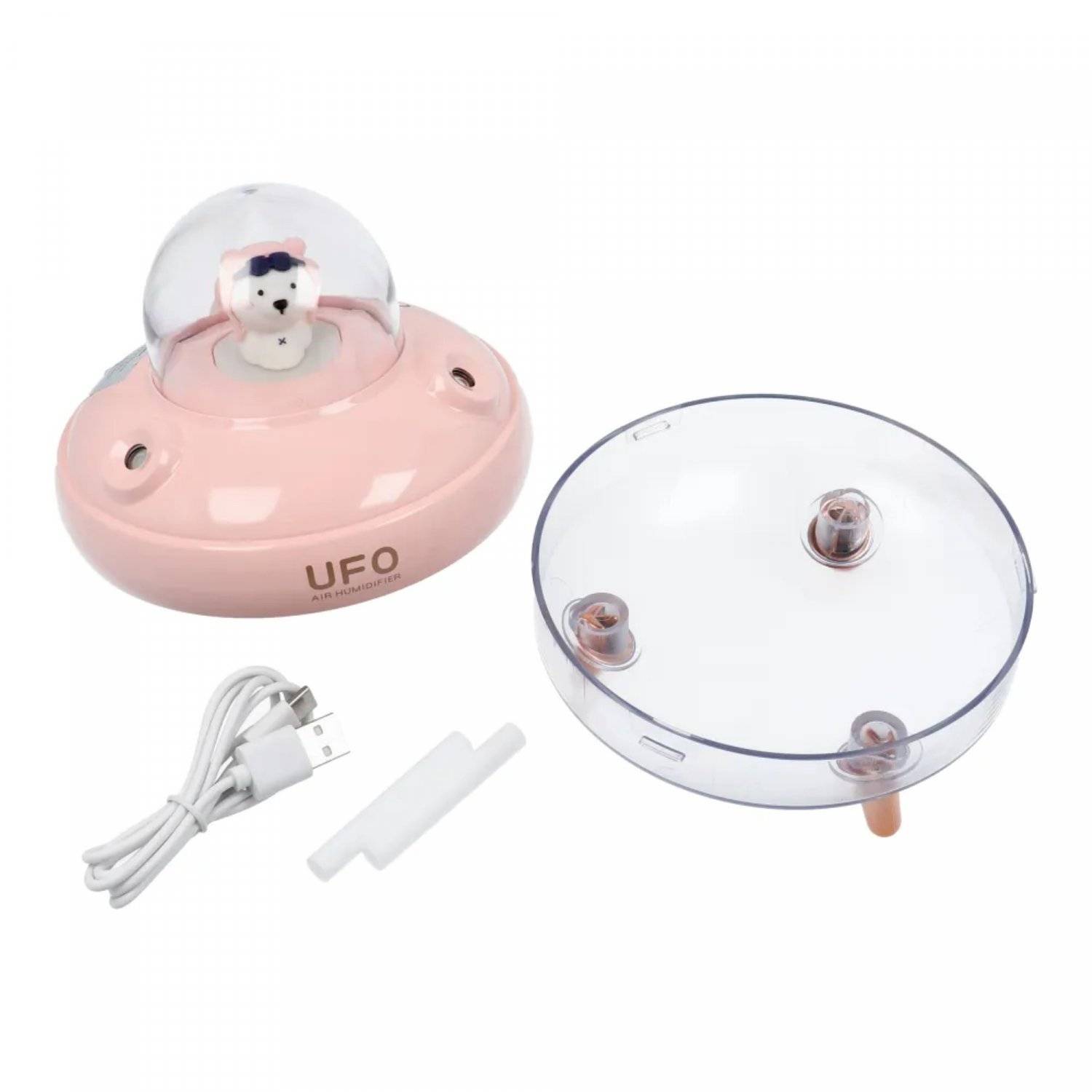 Aromatherapie-Luftbefeuchter/Diffusor UFO in rosa 400ml USB-C Anschluss ABS