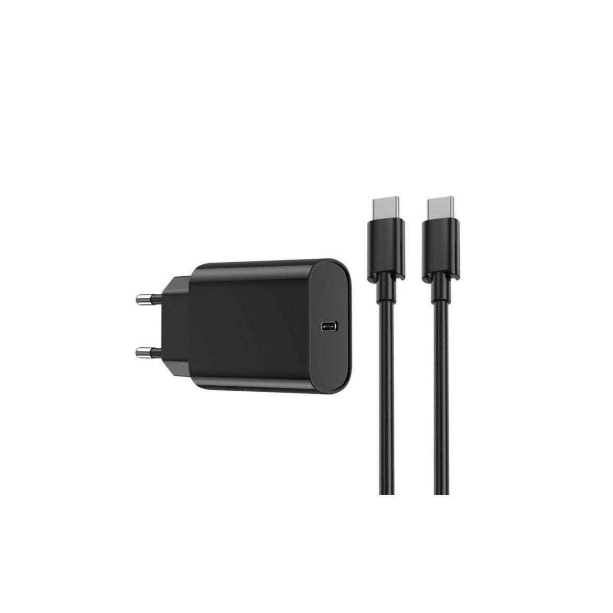 Schnellladegerät PD 20 W USB-C-Reiseladegerät mit USB-C  USB-C-Kabel, Schwarz