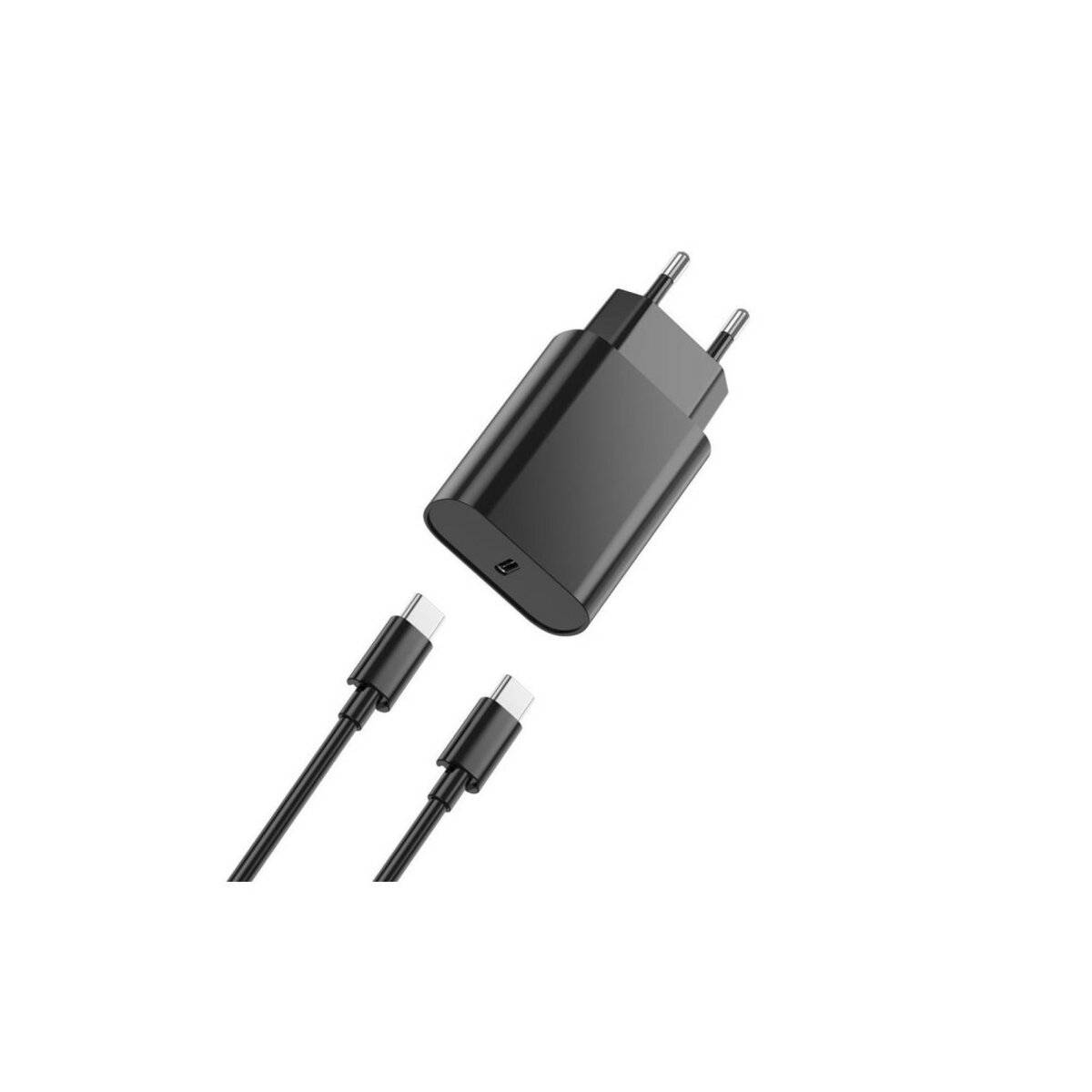 Schnellladegerät PD 20 W USB-C-Reiseladegerät mit USB-C  USB-C-Kabel, Schwarz