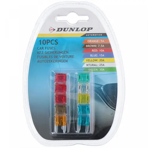 Dunlop - Auto-Sicherungen 10 Stk. Schutz der elektrischen Anlage Ihres Fahrzeugs Dunlop - Auto-Sicherungen 10 Stk. Schutz der elektrischen Anlage Ihres Fahrzeugs