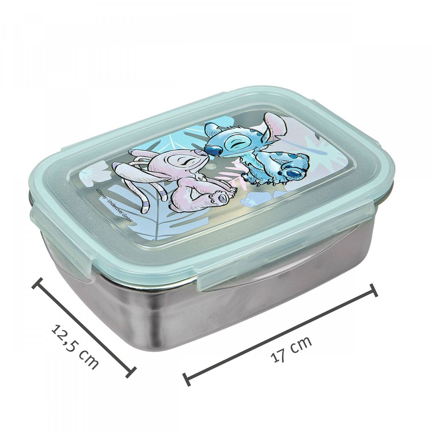 Disney Stitch Brotdose mit Gummidichtung - aus Edelstahl - 550 ml Fassungsvermögen - Sandwichbox Schule