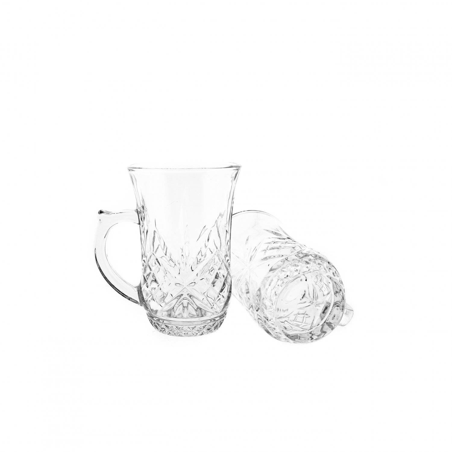 6er Gläser-Set Stella Teegläser mit Henkel 155 ml Trinkgläser Transparent