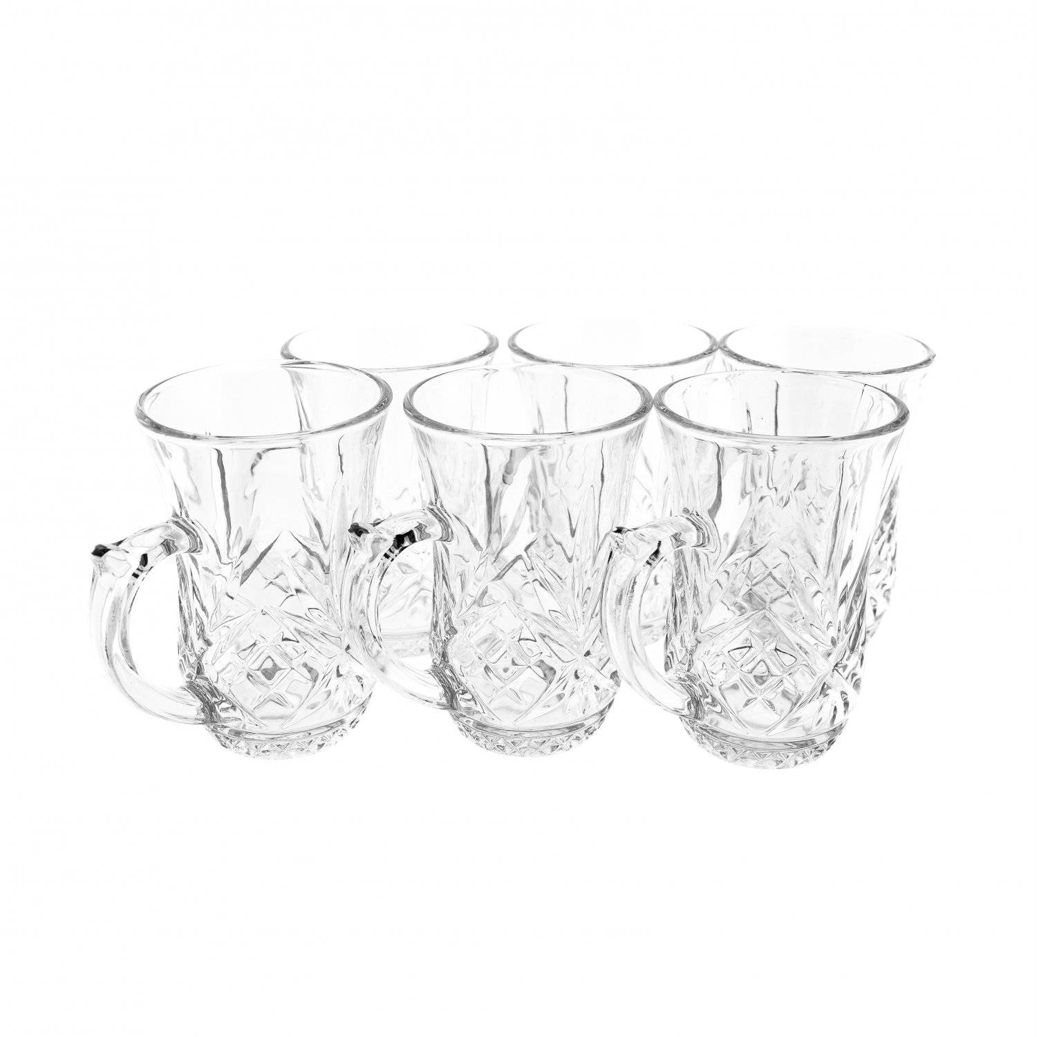 6er Gläser-Set Stella Teegläser mit Henkel 155 ml Trinkgläser Transparent