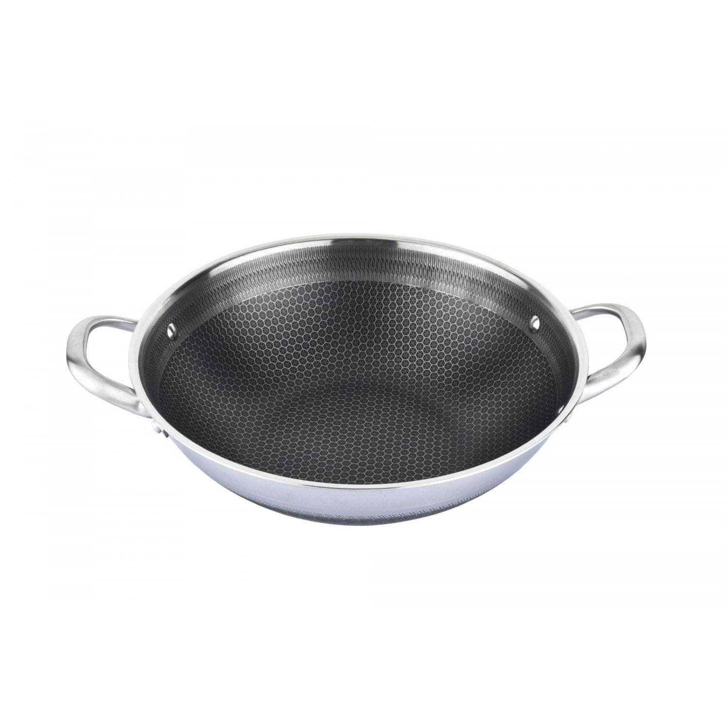 Wok Topf Edelstahl Wabenstruktur Ø36cm Induktion Anti Haft Kratzfest in Silber