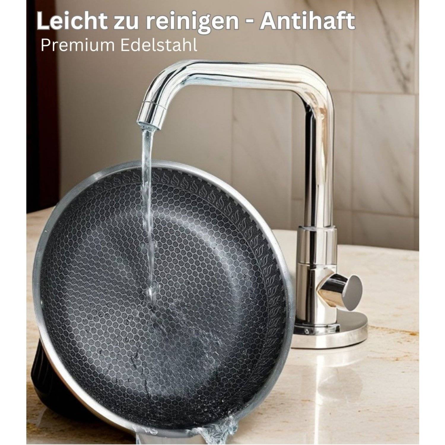 Pfanne Edelstahl Wabenstruktur Ø24cm Induktion Pfanne Anti Haft Kratzfest Silber