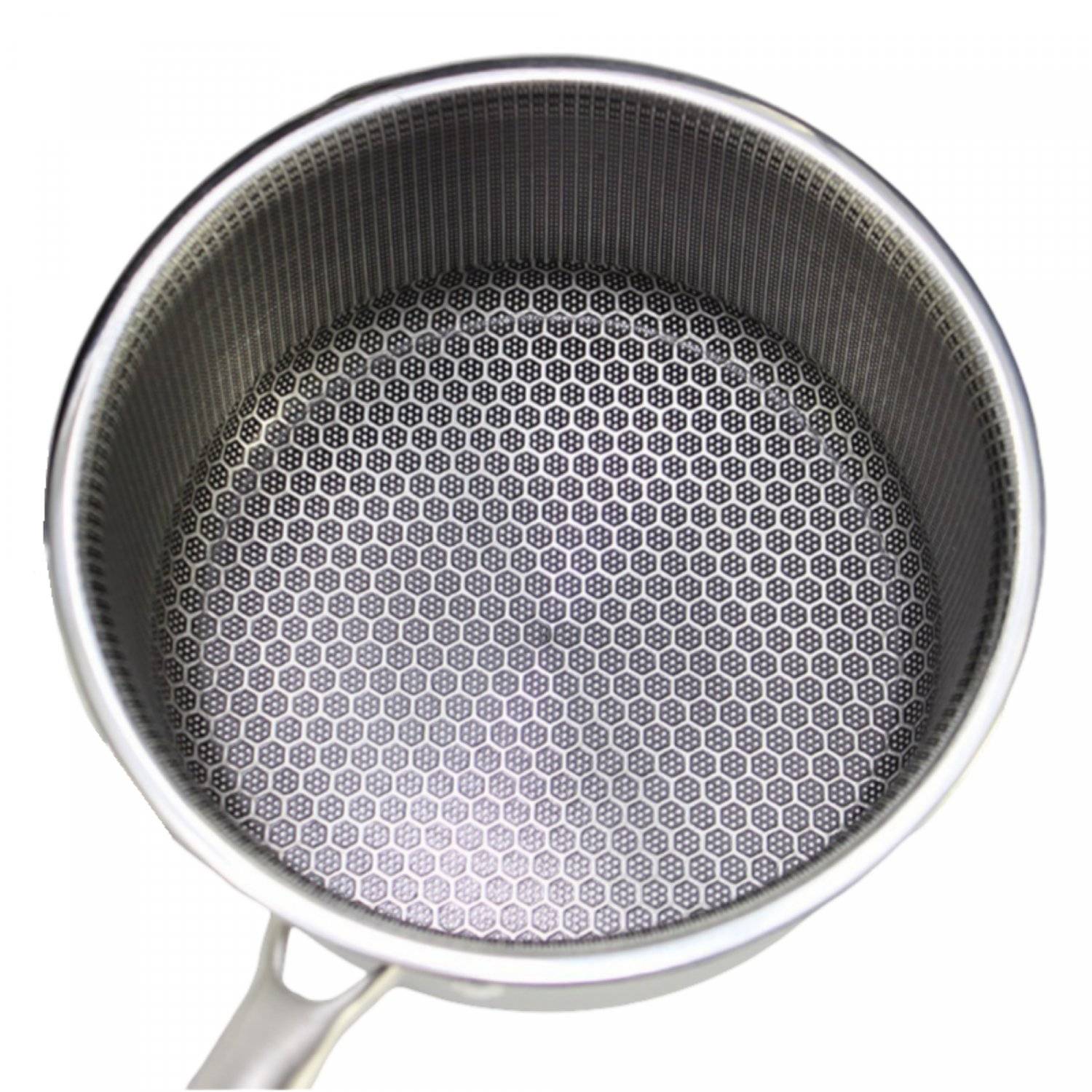 Saucentopf mit Deckel aus hochwertigem 18/10 Edelstahl ?24 cm in Silber Wabenstruktur