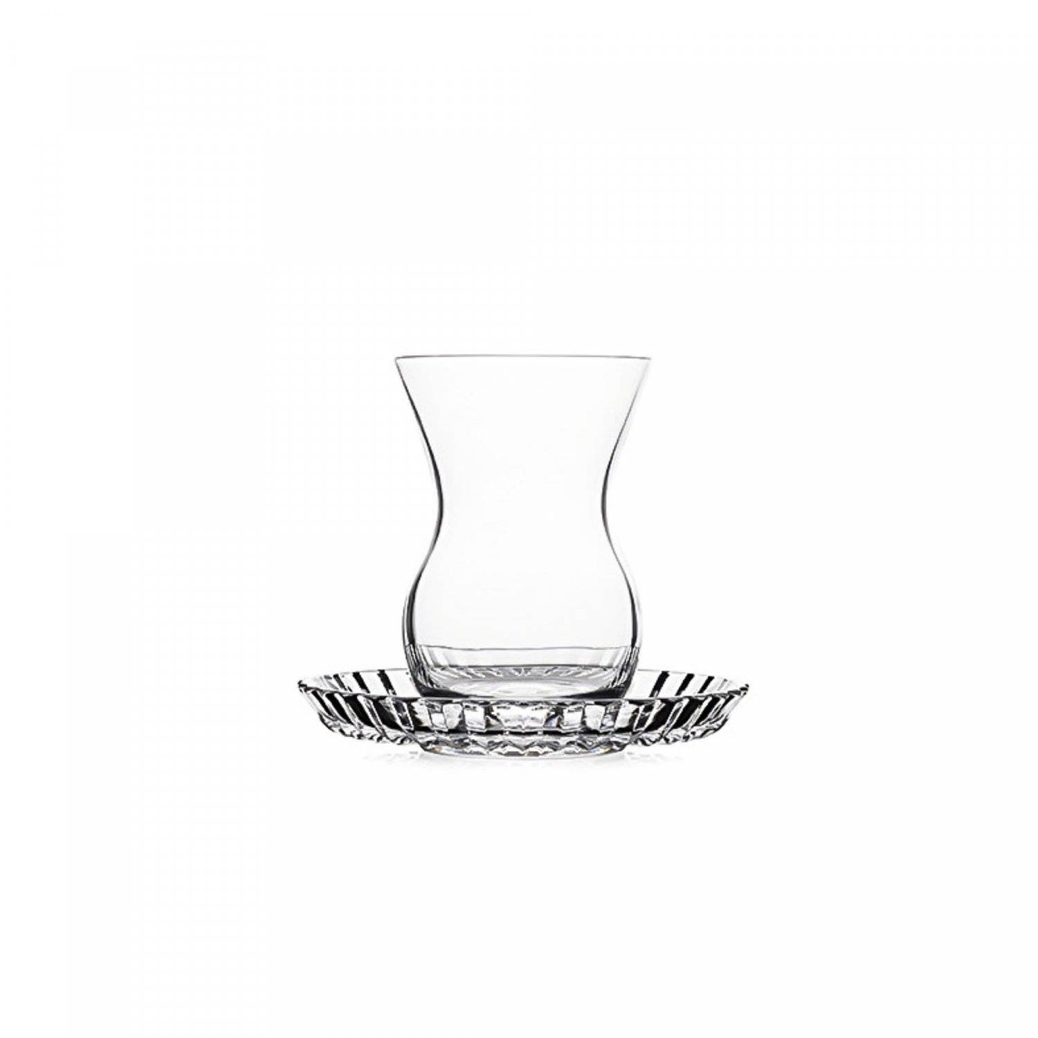 Beykoz Teegläser-Set mit Riffle Unterteller 12-teilig 145 ml Transparent aus Glas