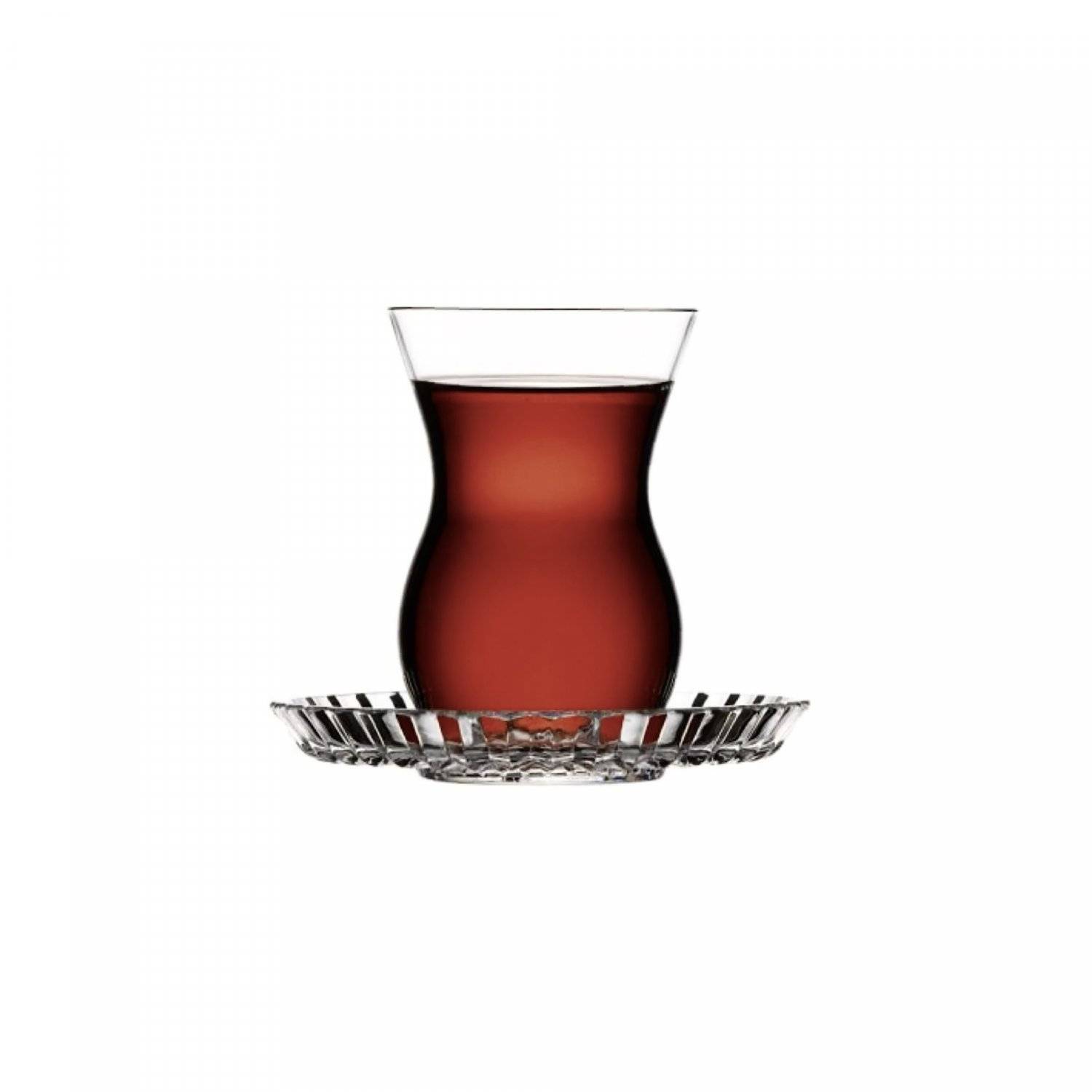 Beykoz Teegläser-Set mit Riffle Unterteller 12-teilig 145 ml Transparent aus Glas