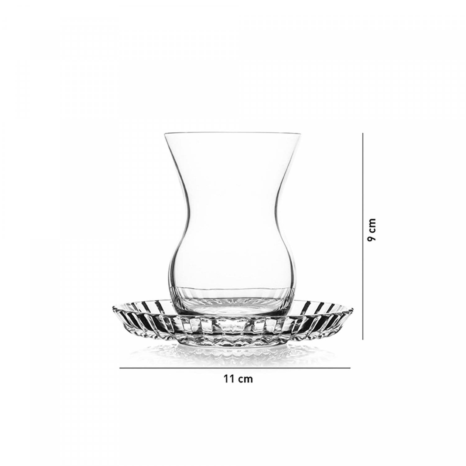 Beykoz Teegläser-Set mit Riffle Unterteller 12-teilig 145 ml Transparent aus Glas